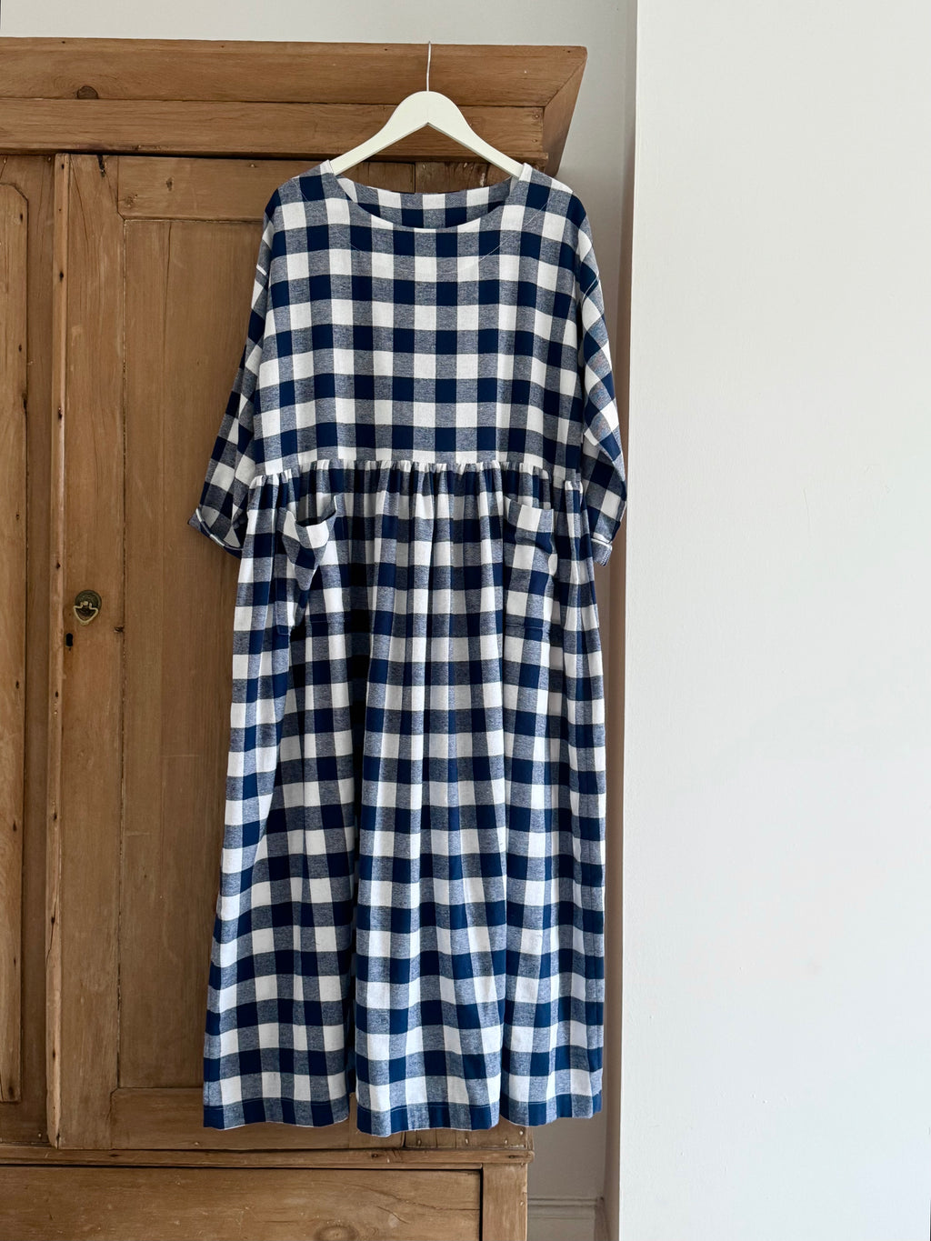 Blue & White Checked Portland Dress
