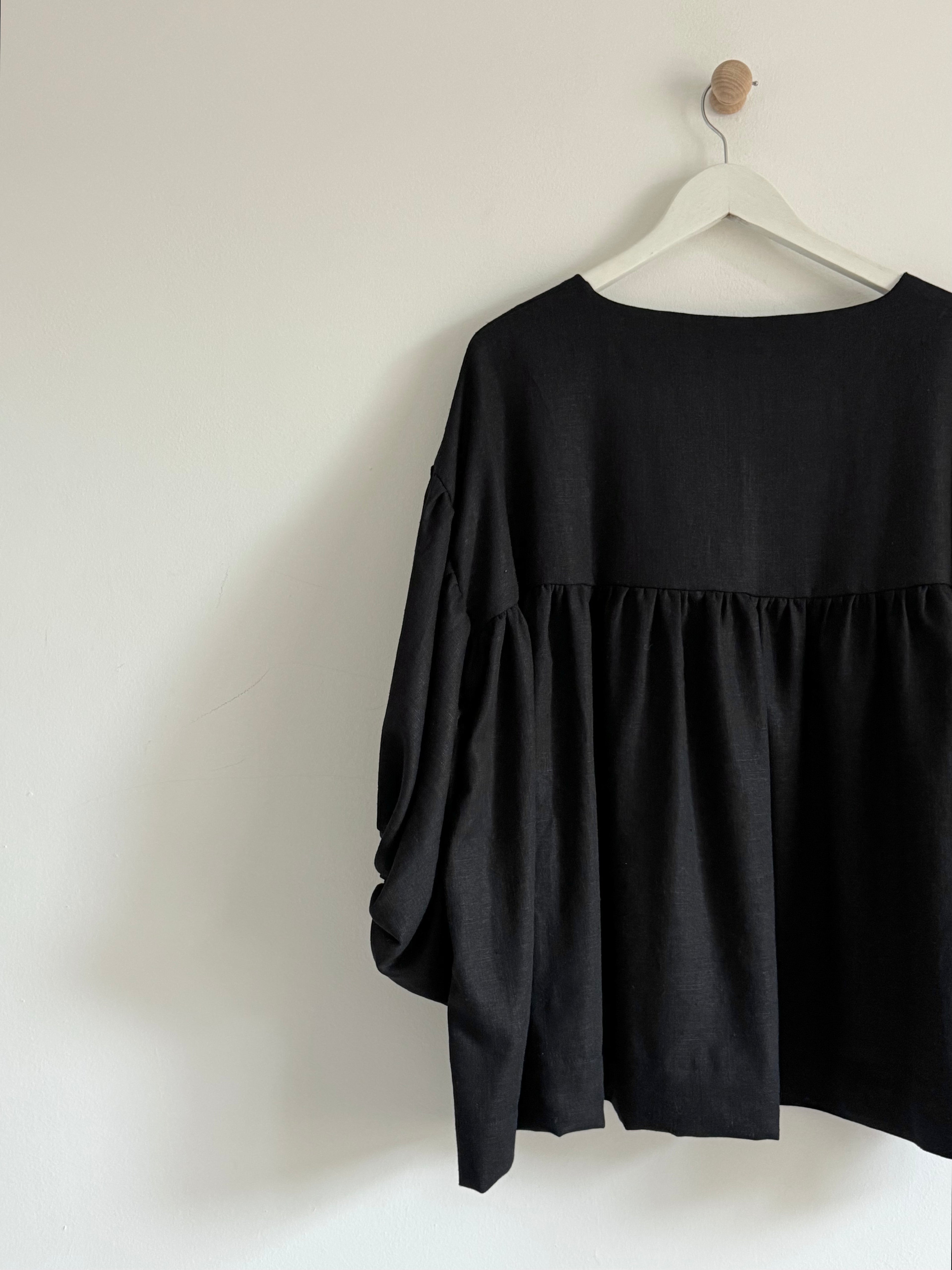 Freida black linen top