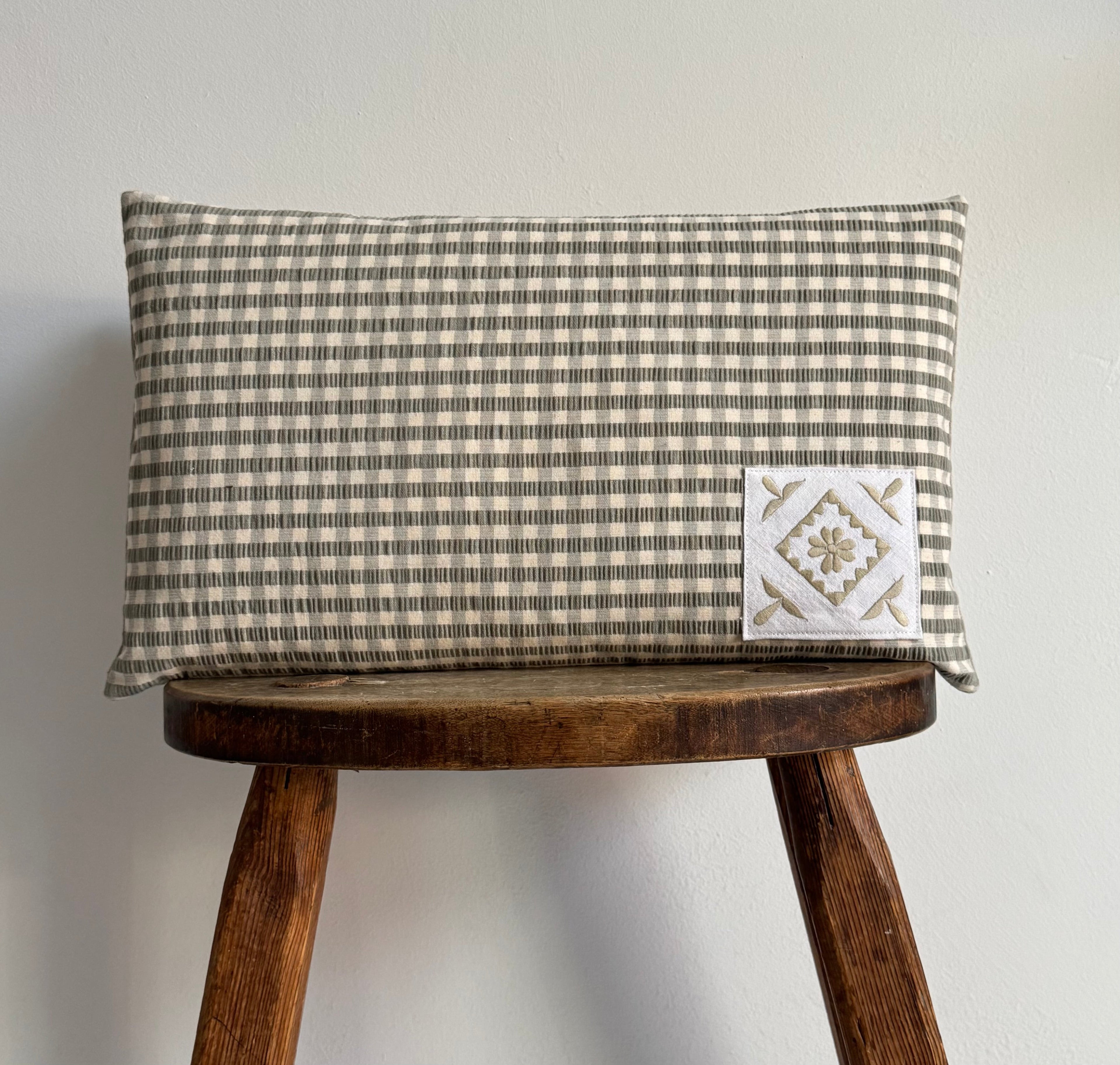 Sage Seersucker Cushion ~ rectangle