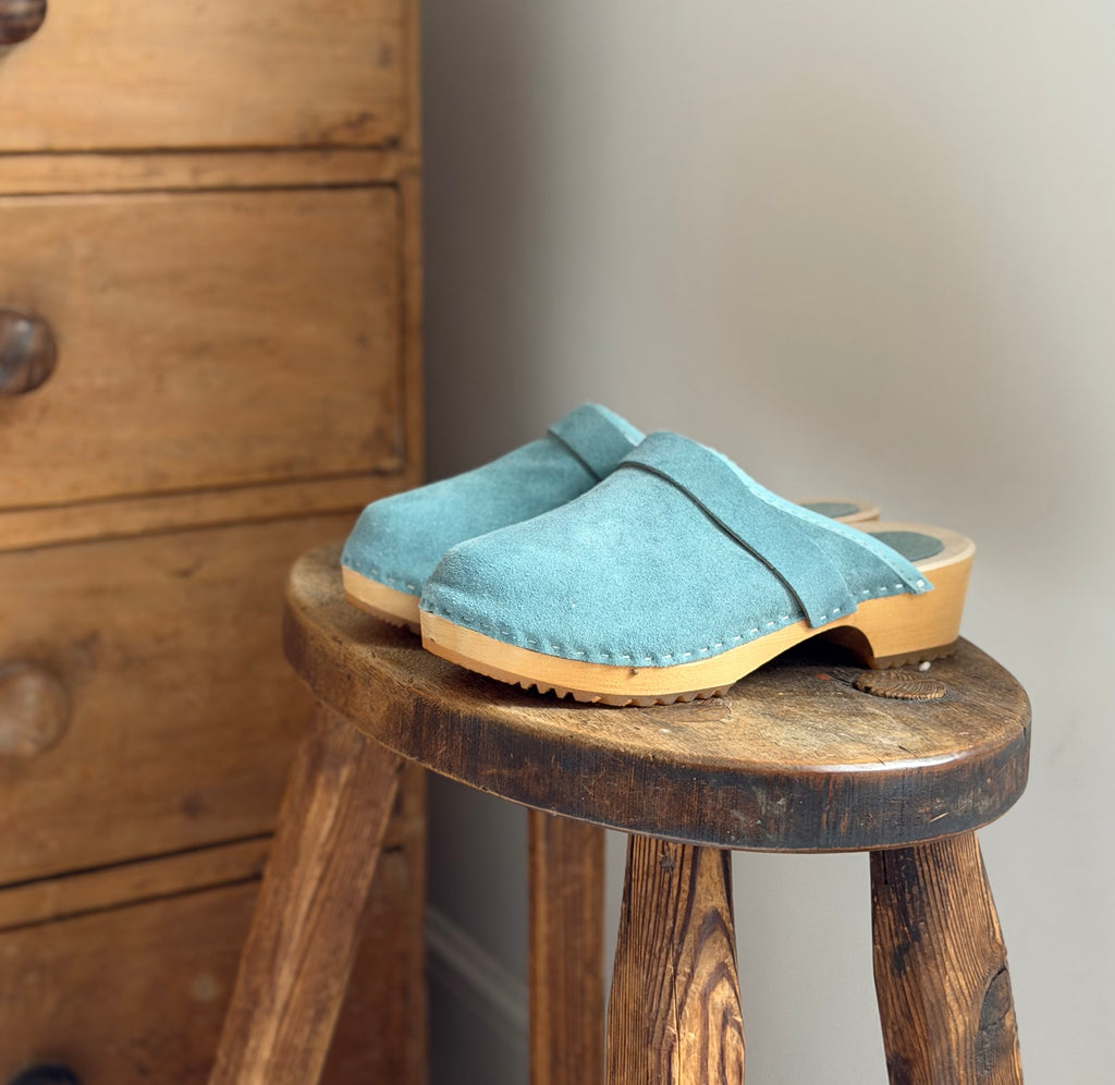 Blue Suede Clogs
