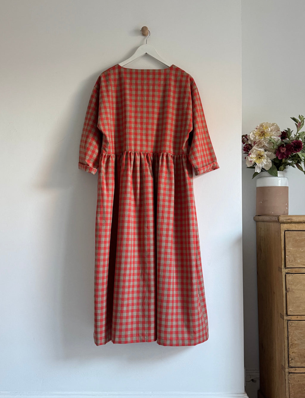 Portland dress in clementine check