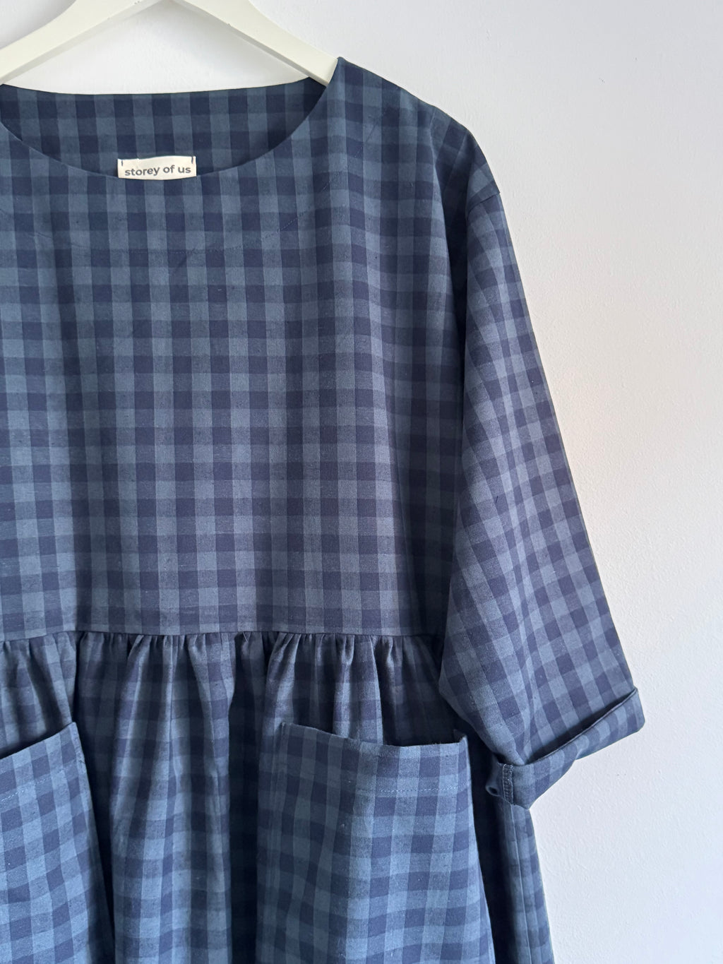 Portland dress in French navy check