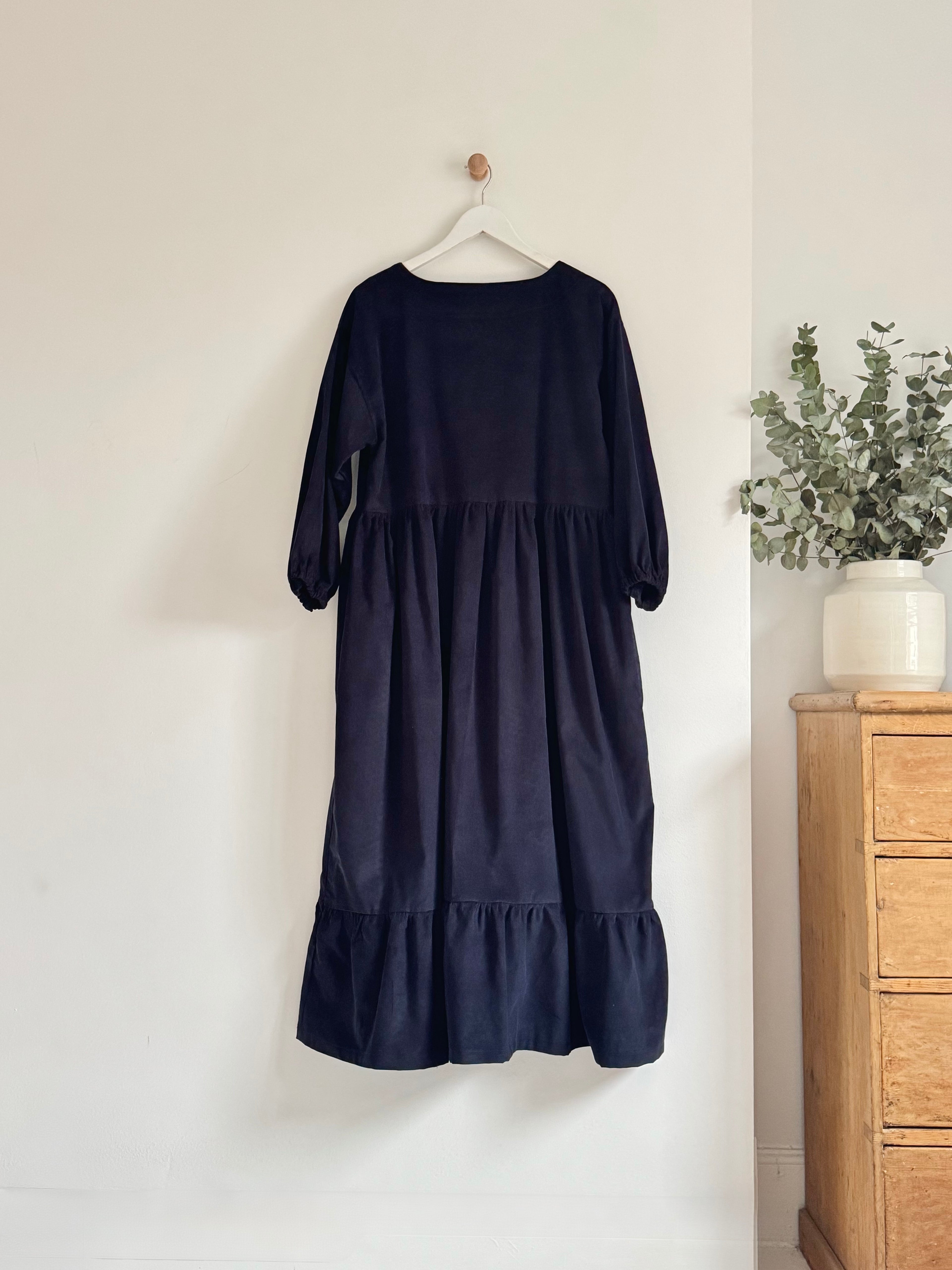 Ava ~ Midnight Blue Tiered Cord Dress