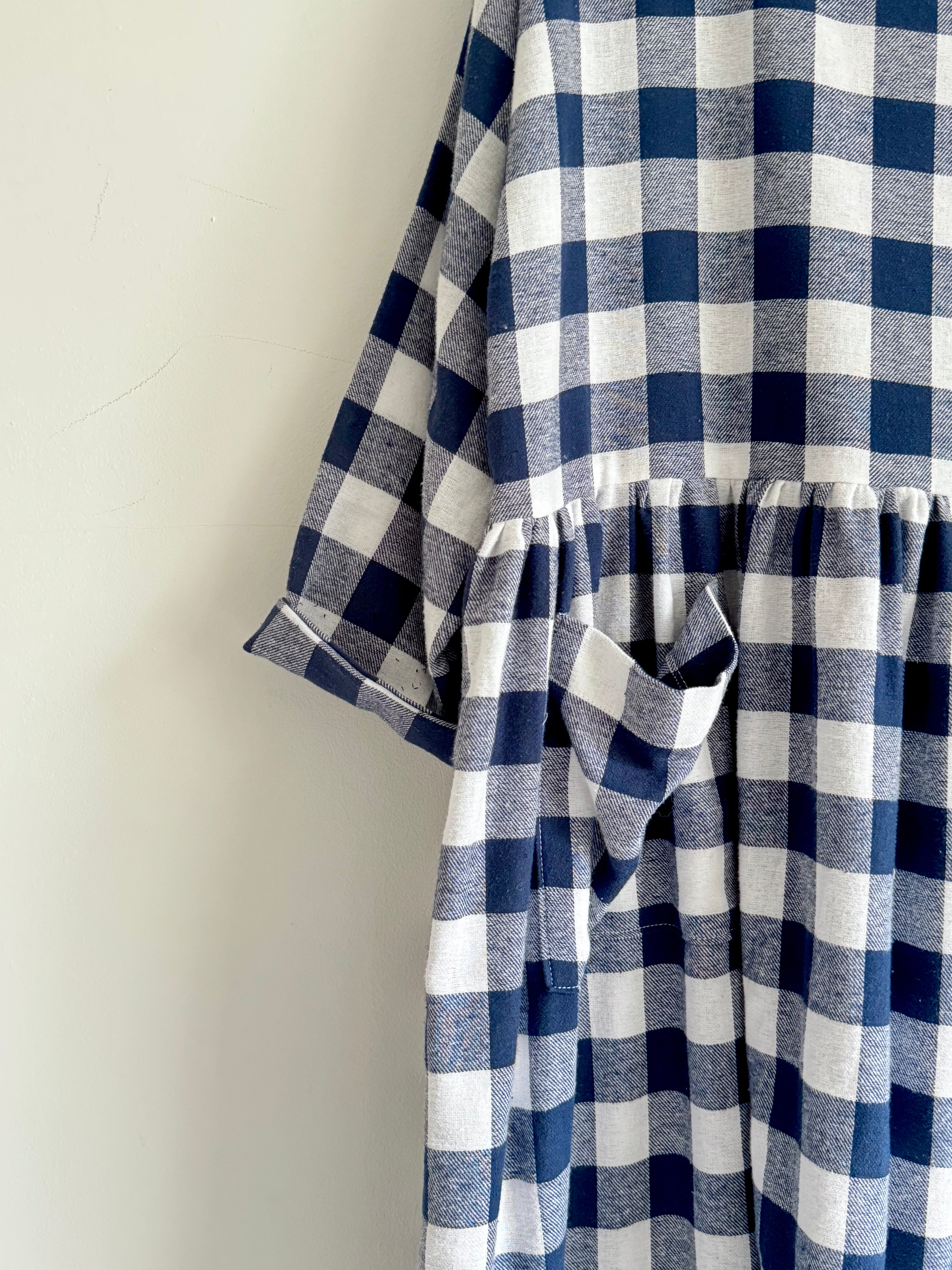 Blue & White Checked Portland Dress