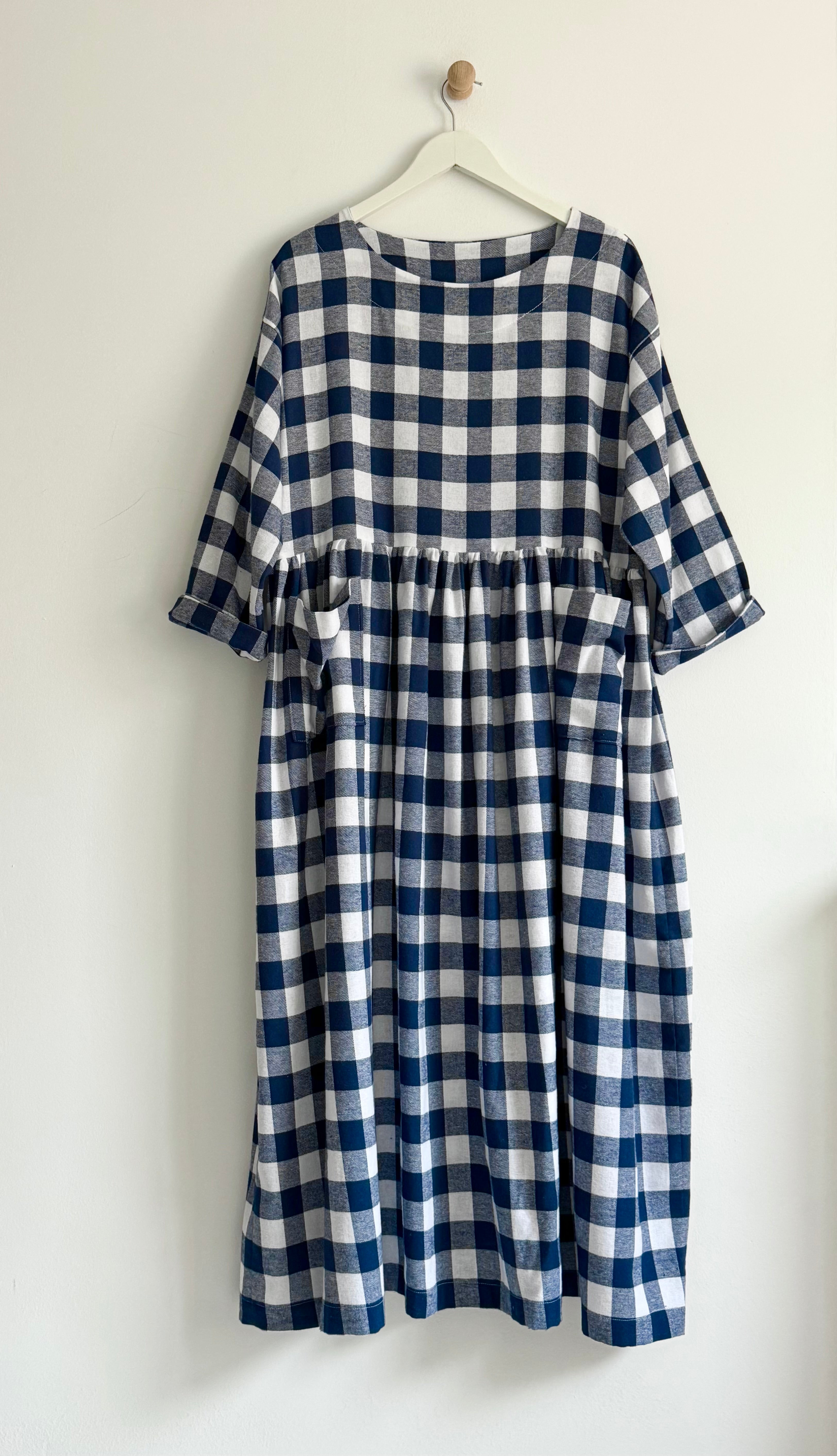 Blue & White Checked Portland Dress