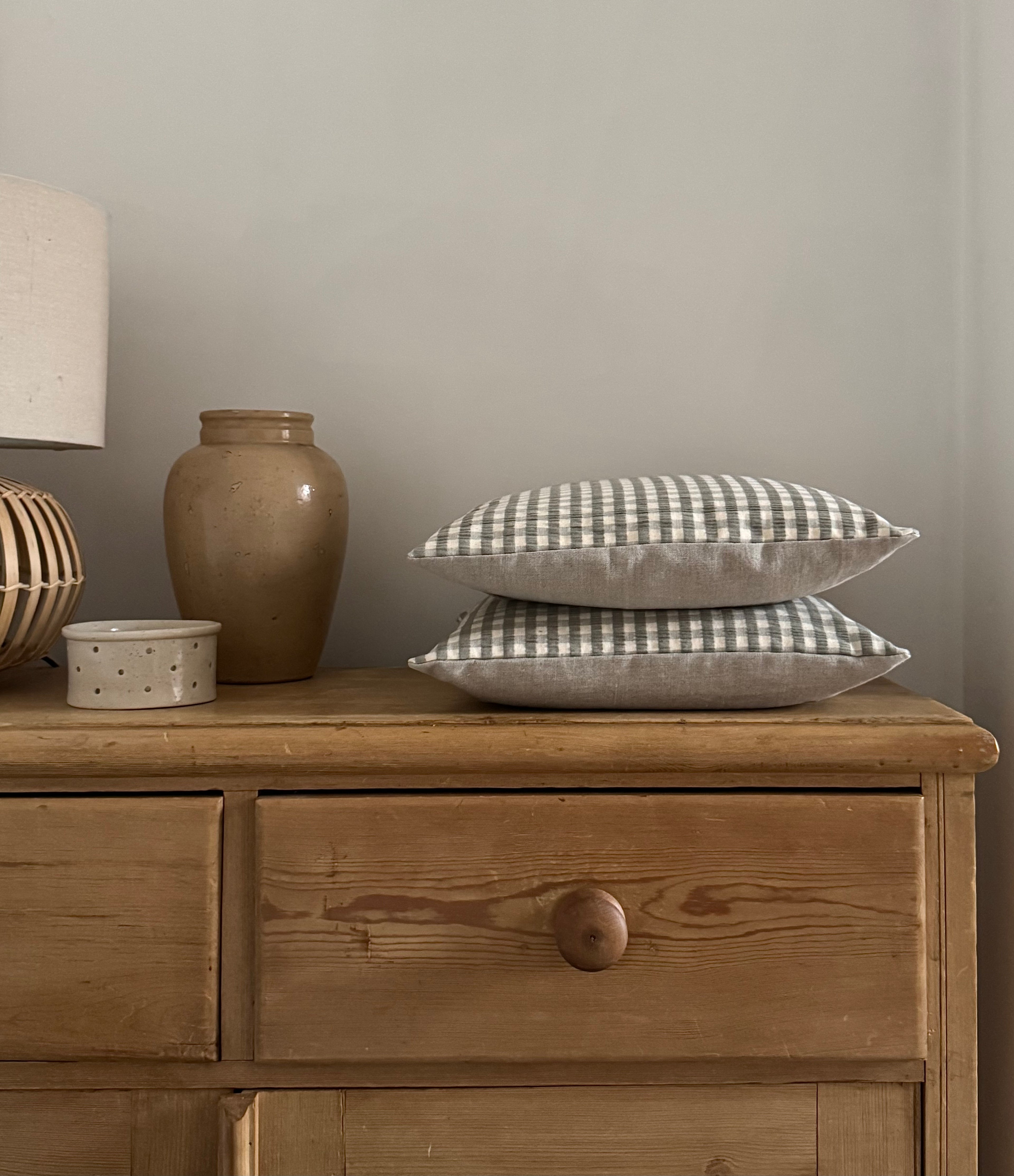 Sage Seersucker Cushion ~ square