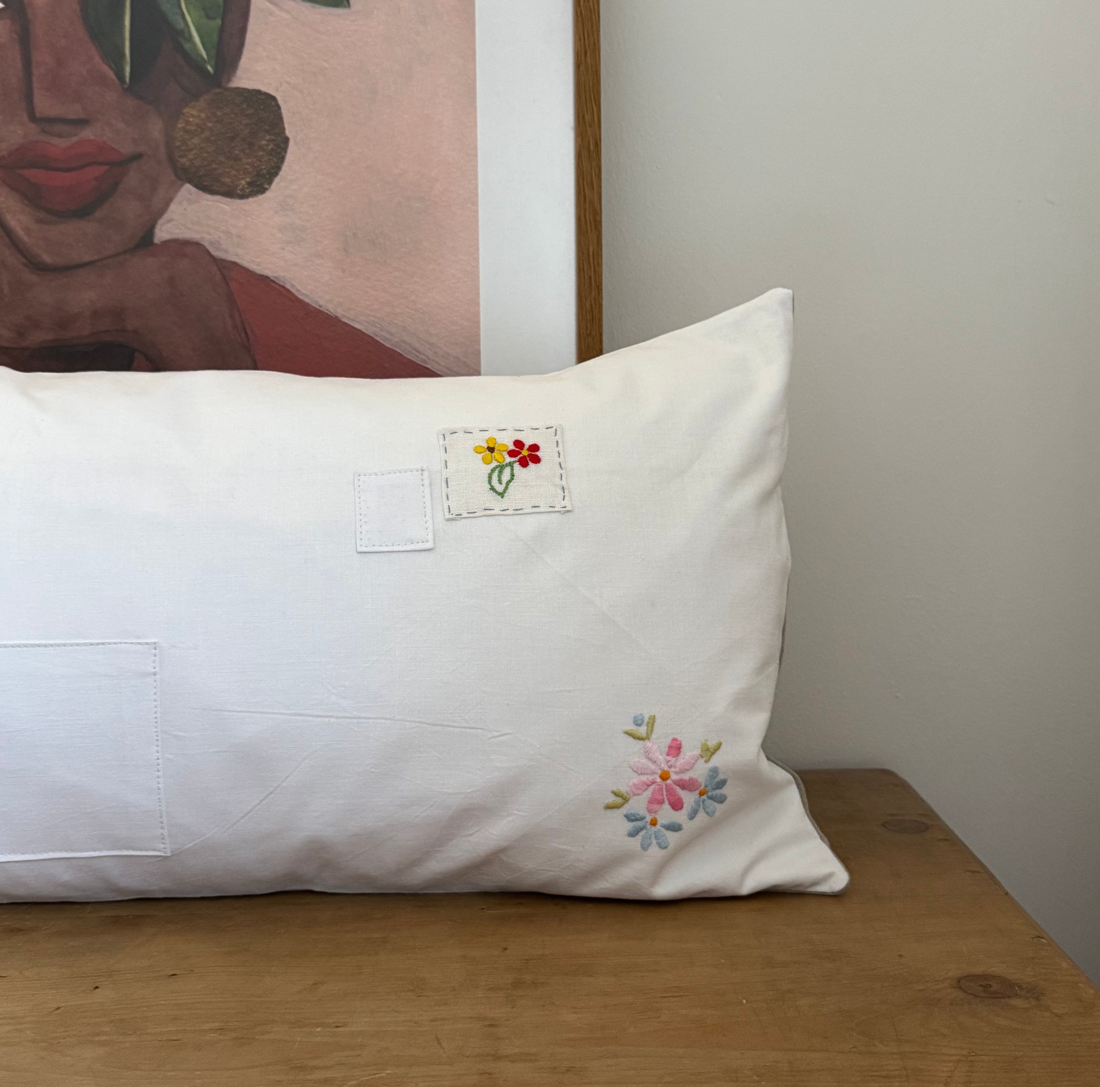 White up-cycled cushion