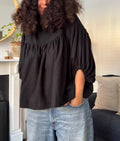 Freida black linen top