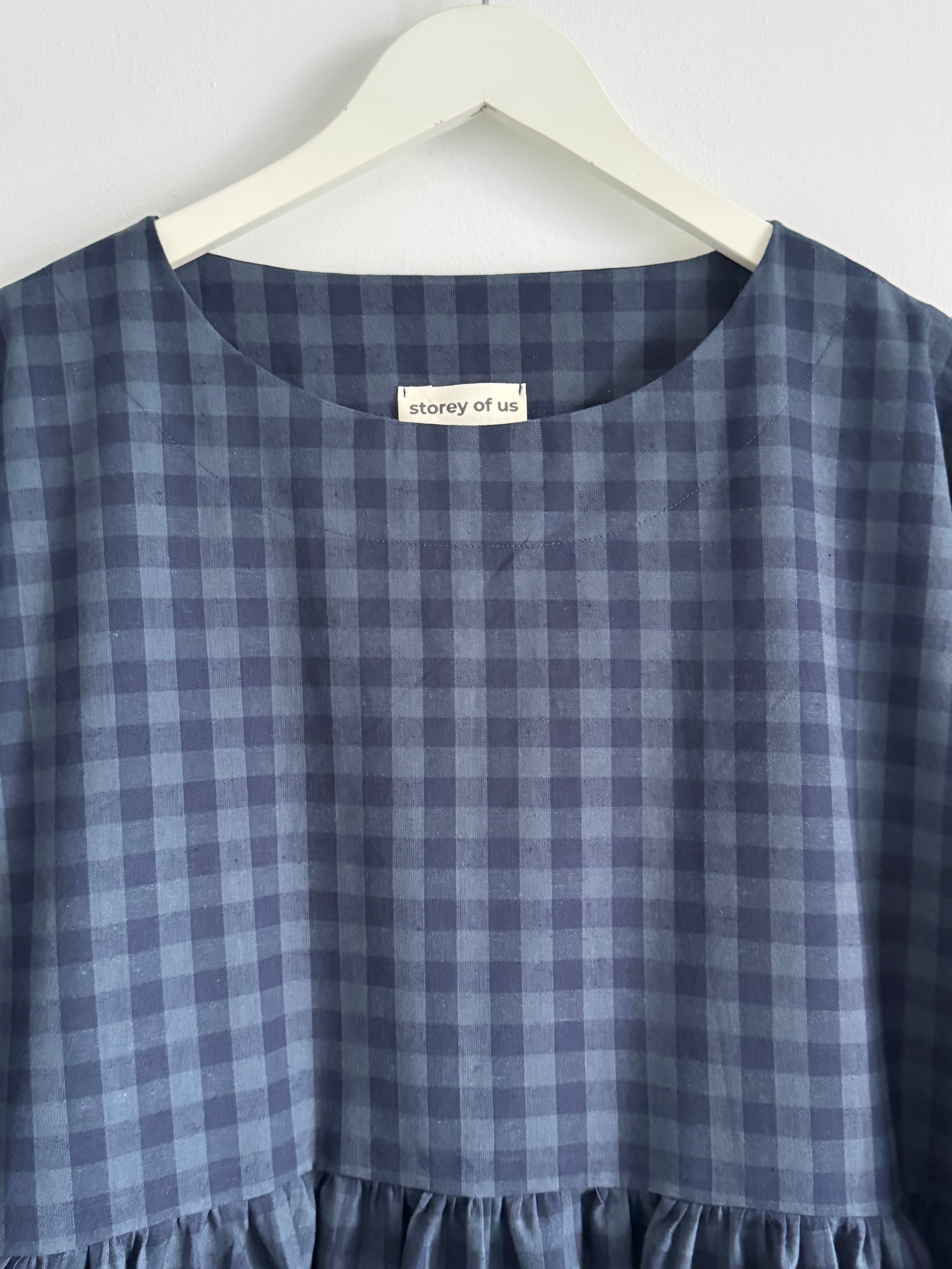 Portland dress in French navy check