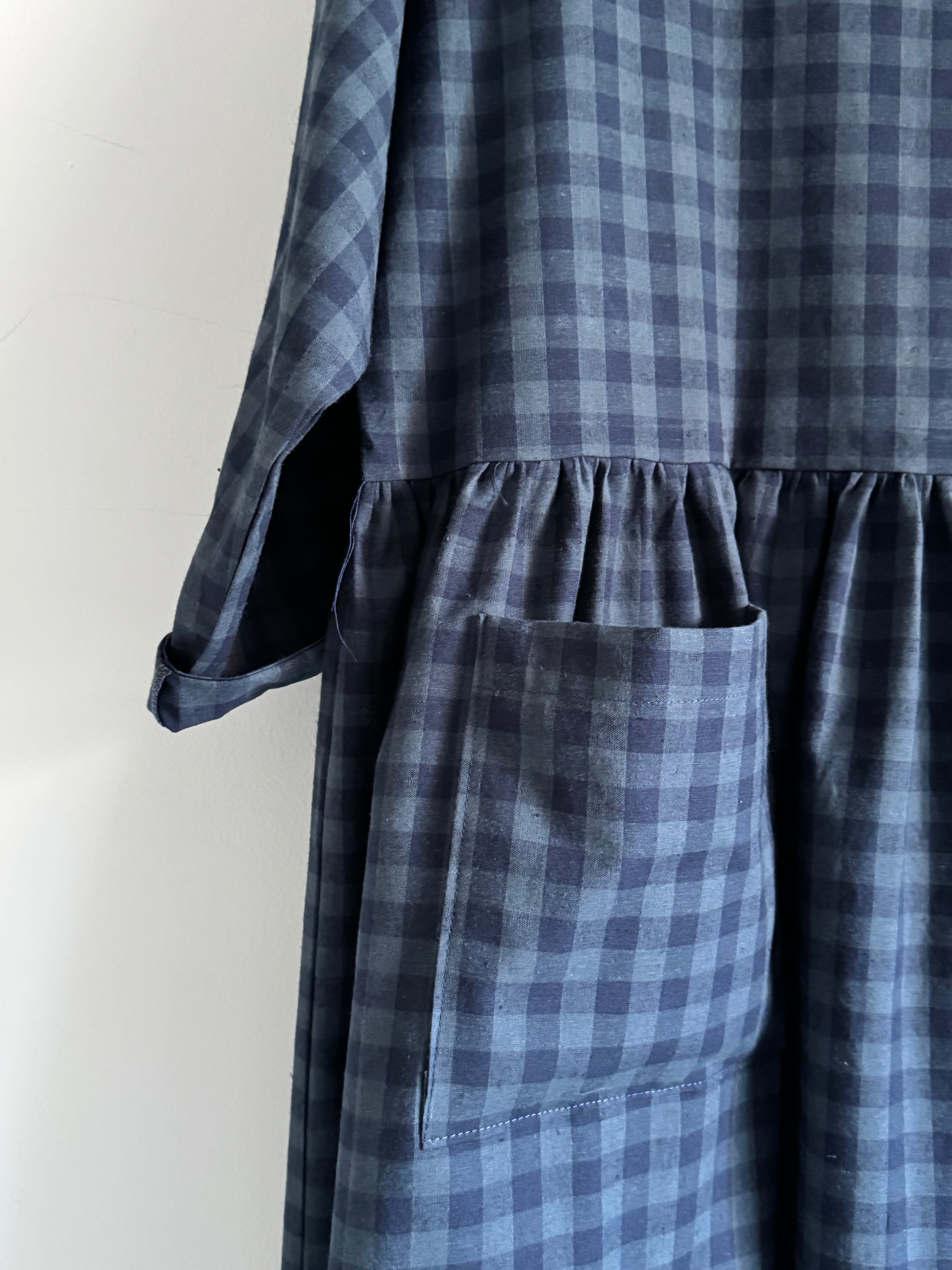 Portland dress in French navy check