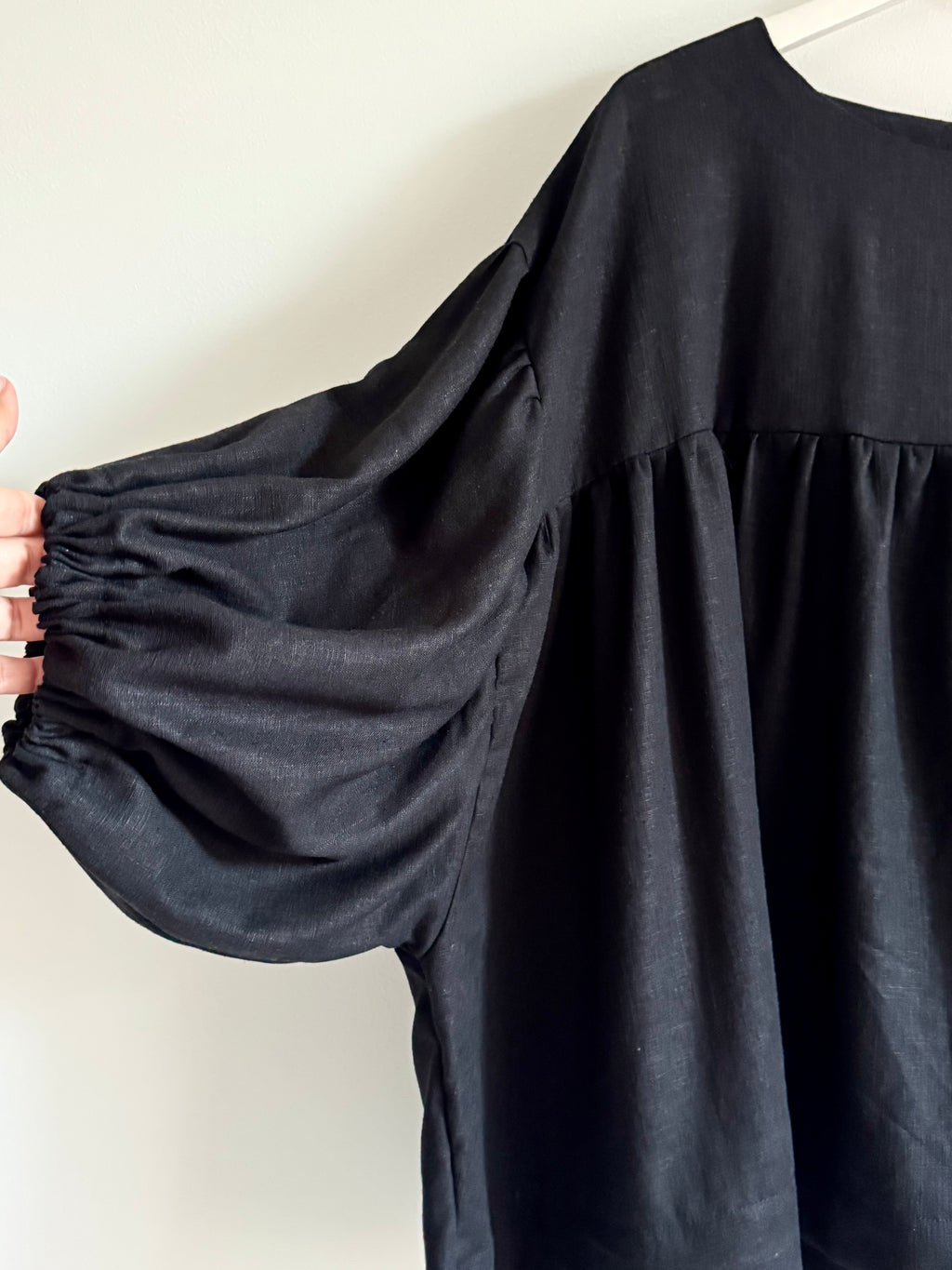 Freida black linen top