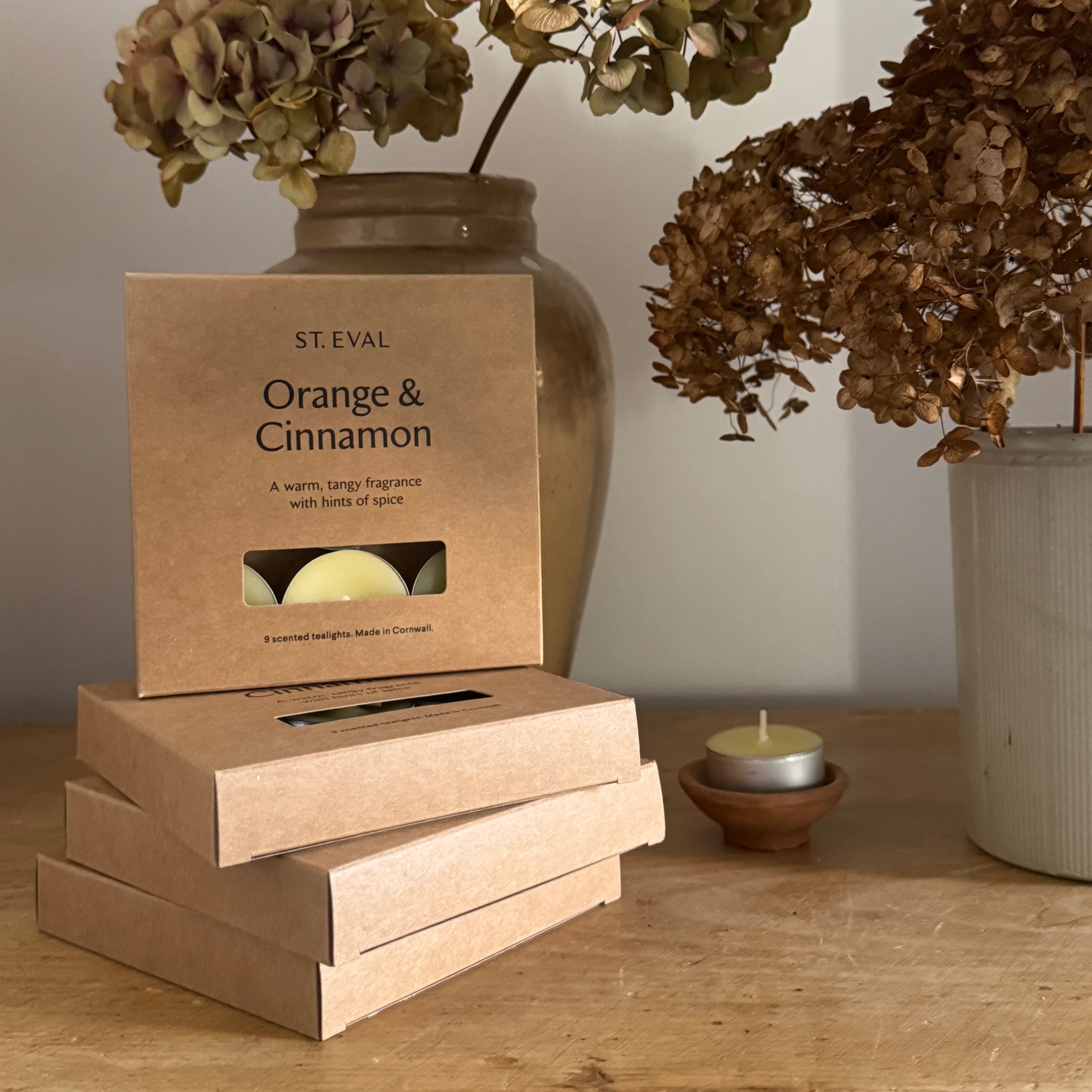 Orange & cinnamon tea lights