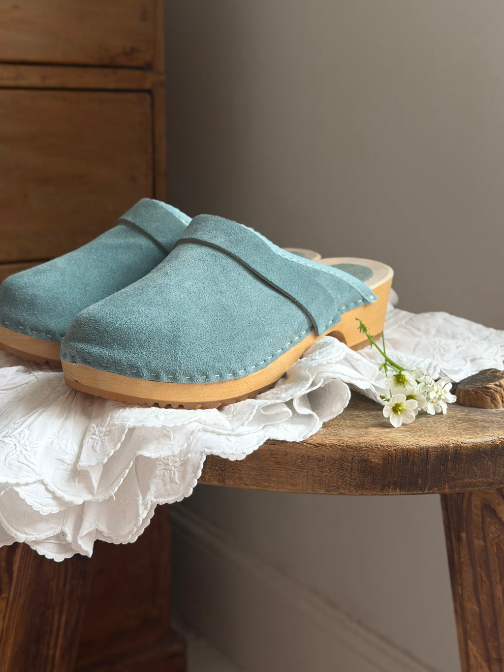 Blue Suede Clogs