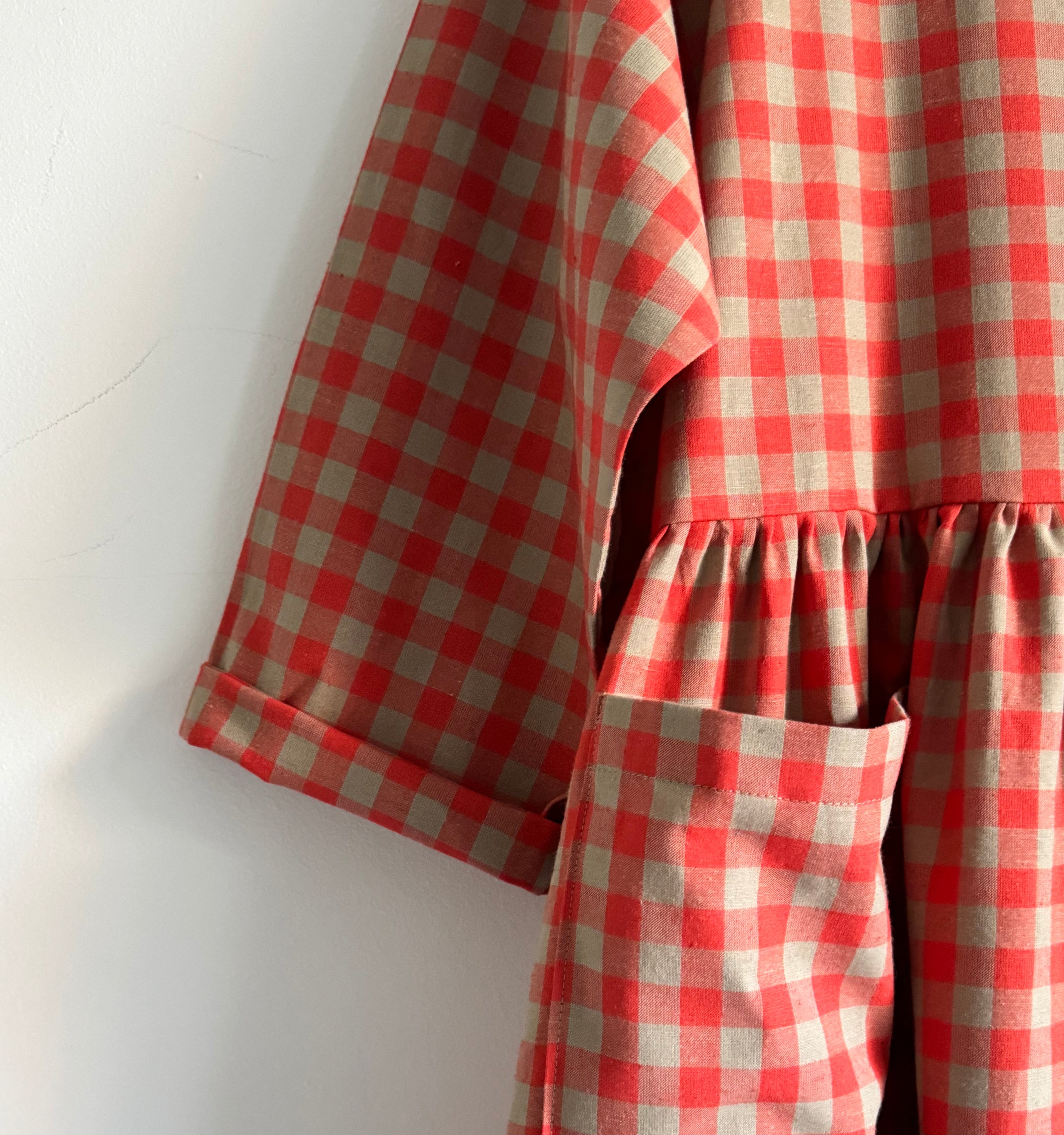 Portland dress in clementine check