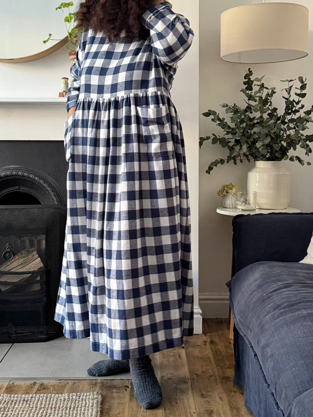 Blue & White Checked Portland Dress