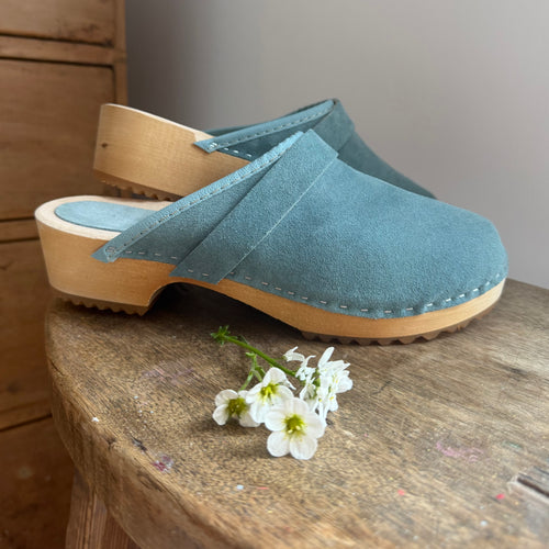 Blue Suede Clogs