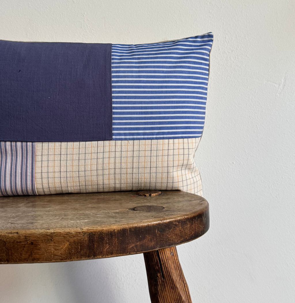 Blue Patchwork Cushion
