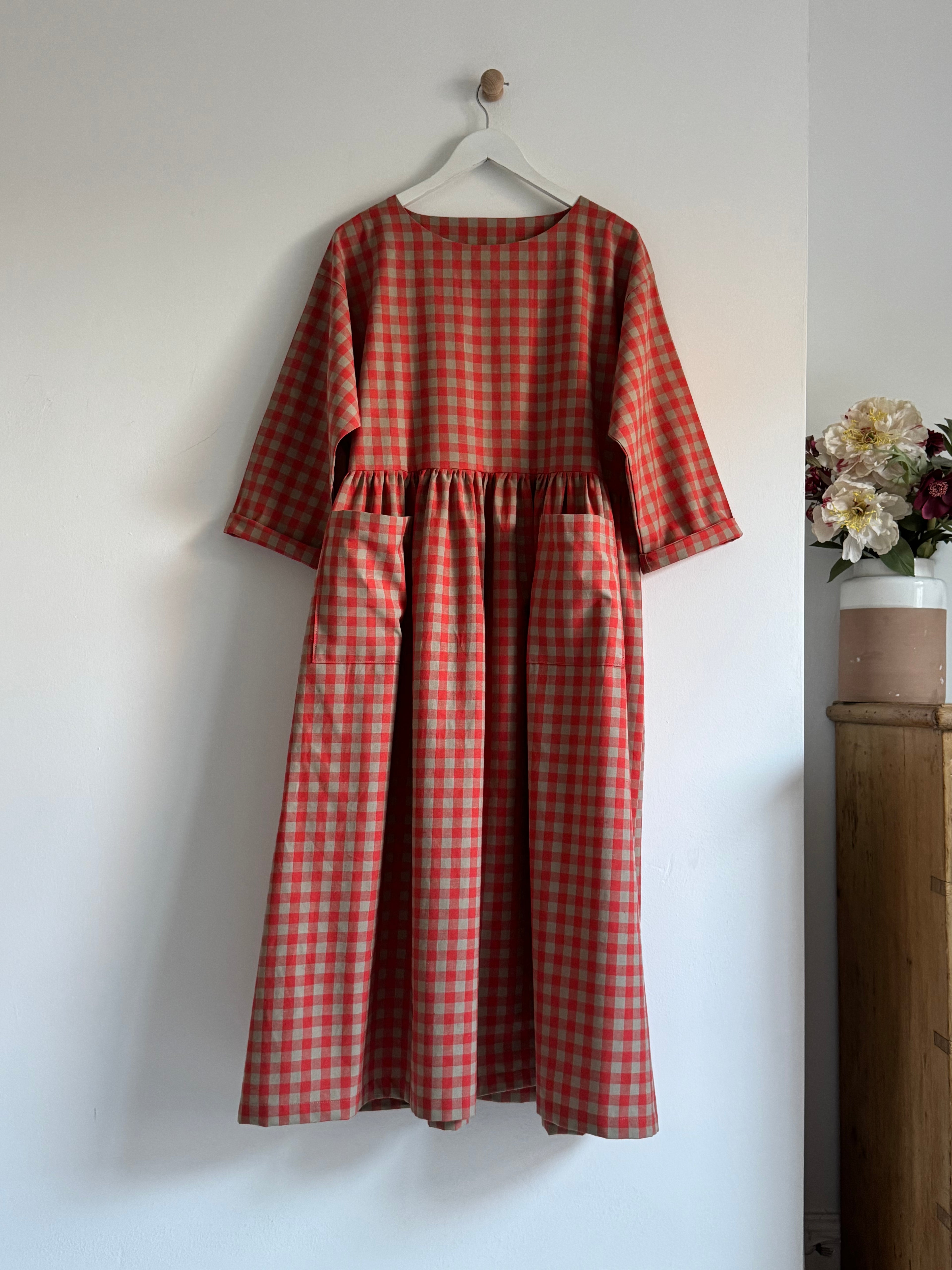Portland dress in clementine check