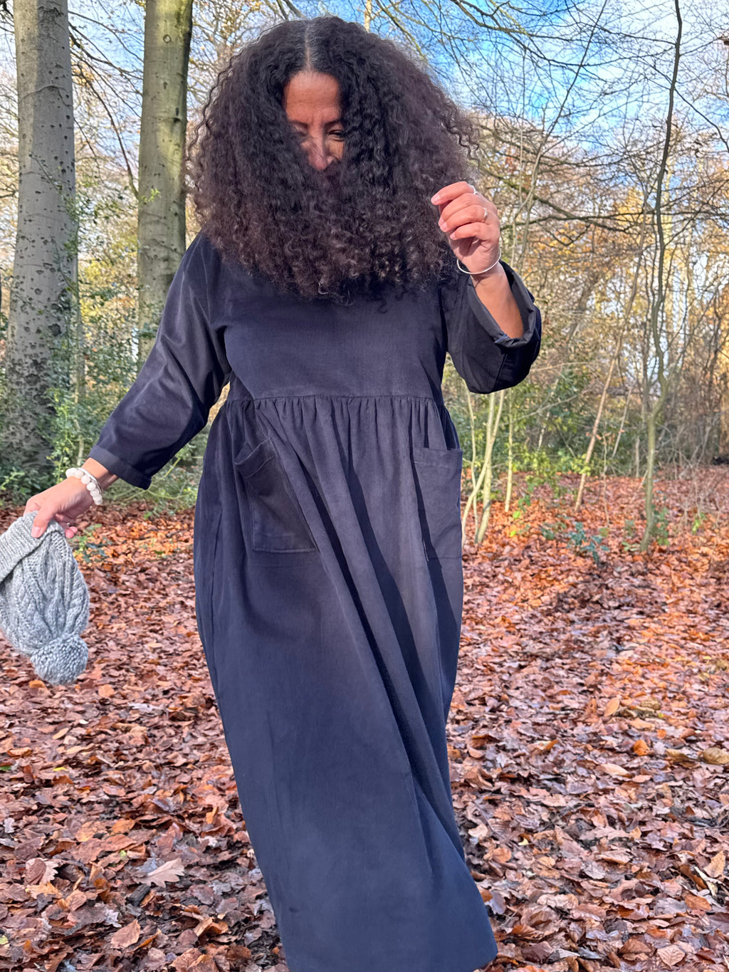 Midnight Blue Cord Portland Dress