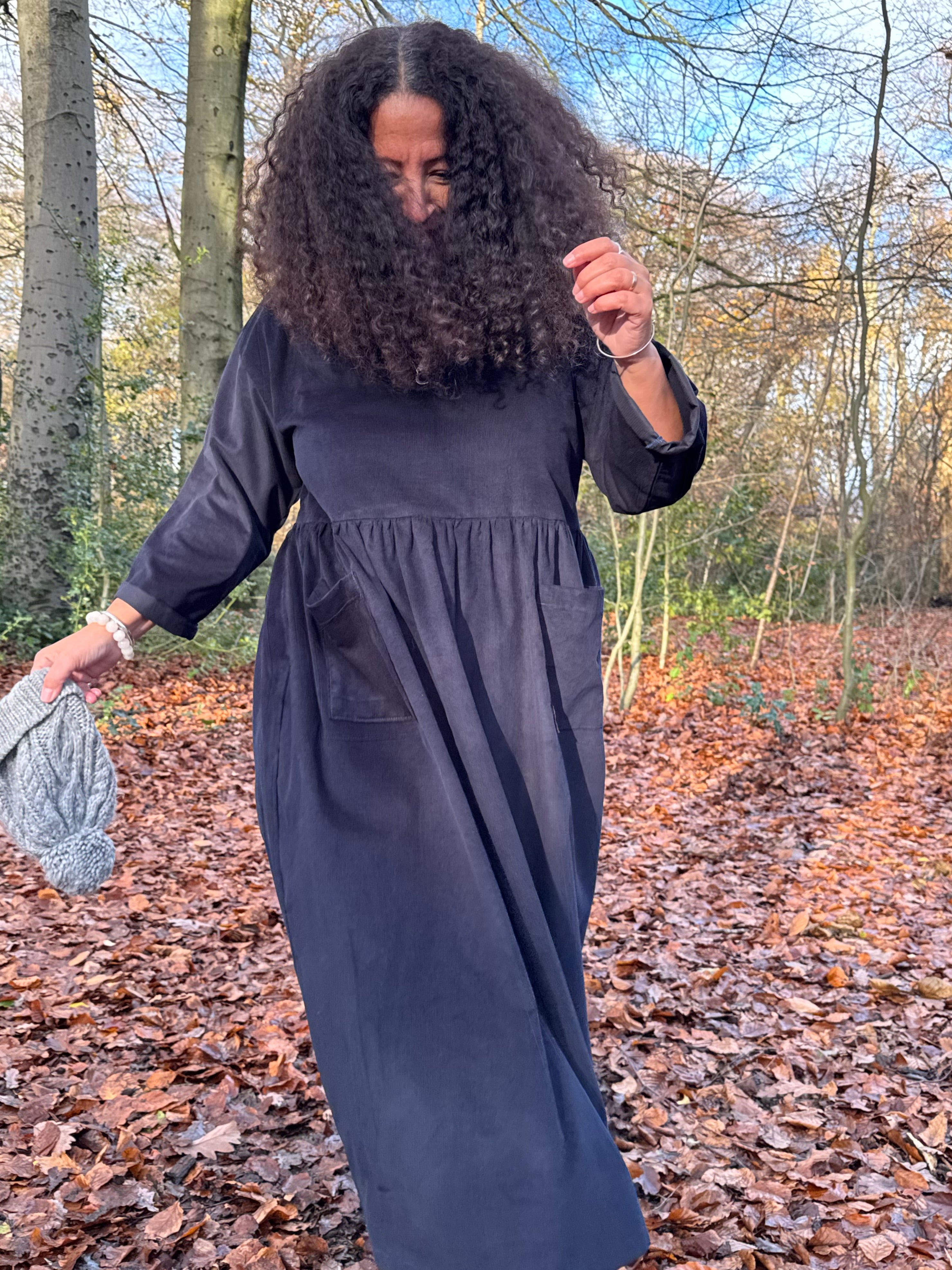 Midnight Blue Cord Portland Dress