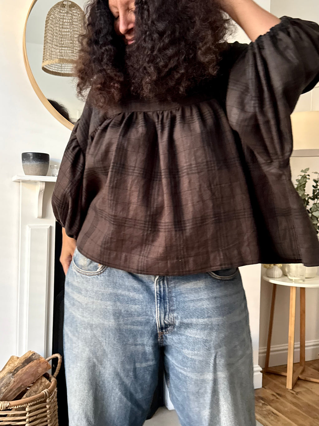 Frieda brown checked top