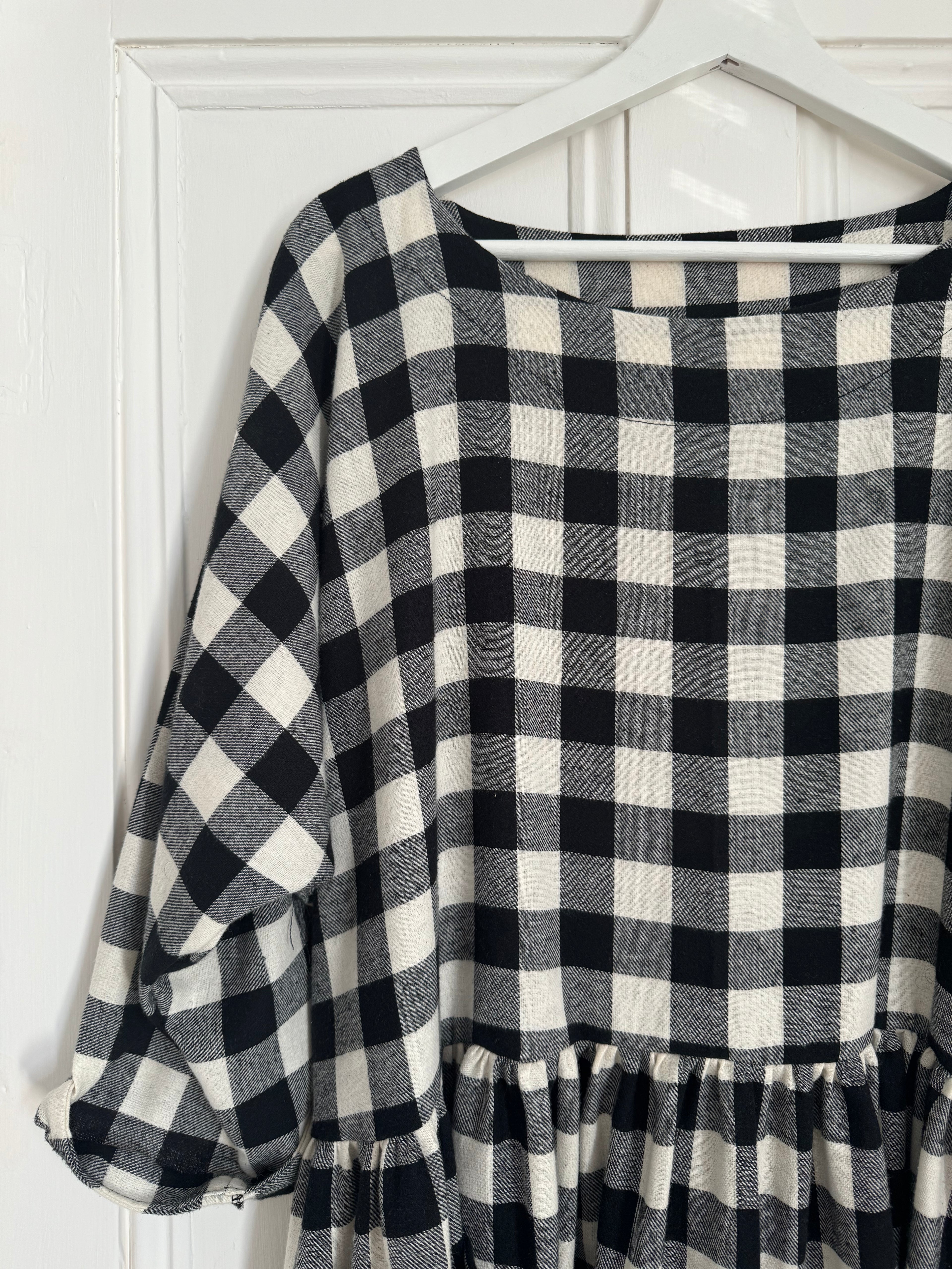 Black & Cream Checked Portland Dress