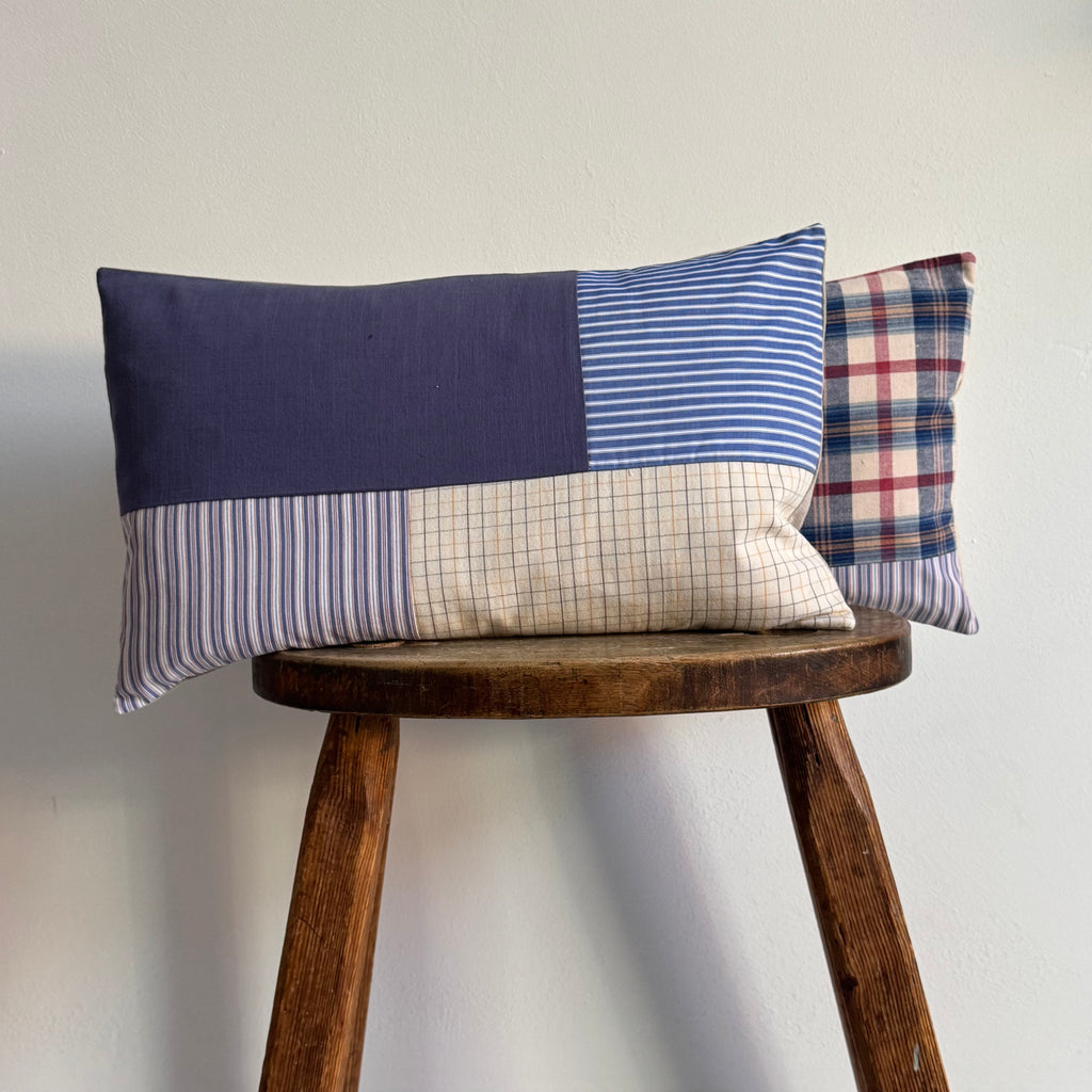 Blue Patchwork Cushion