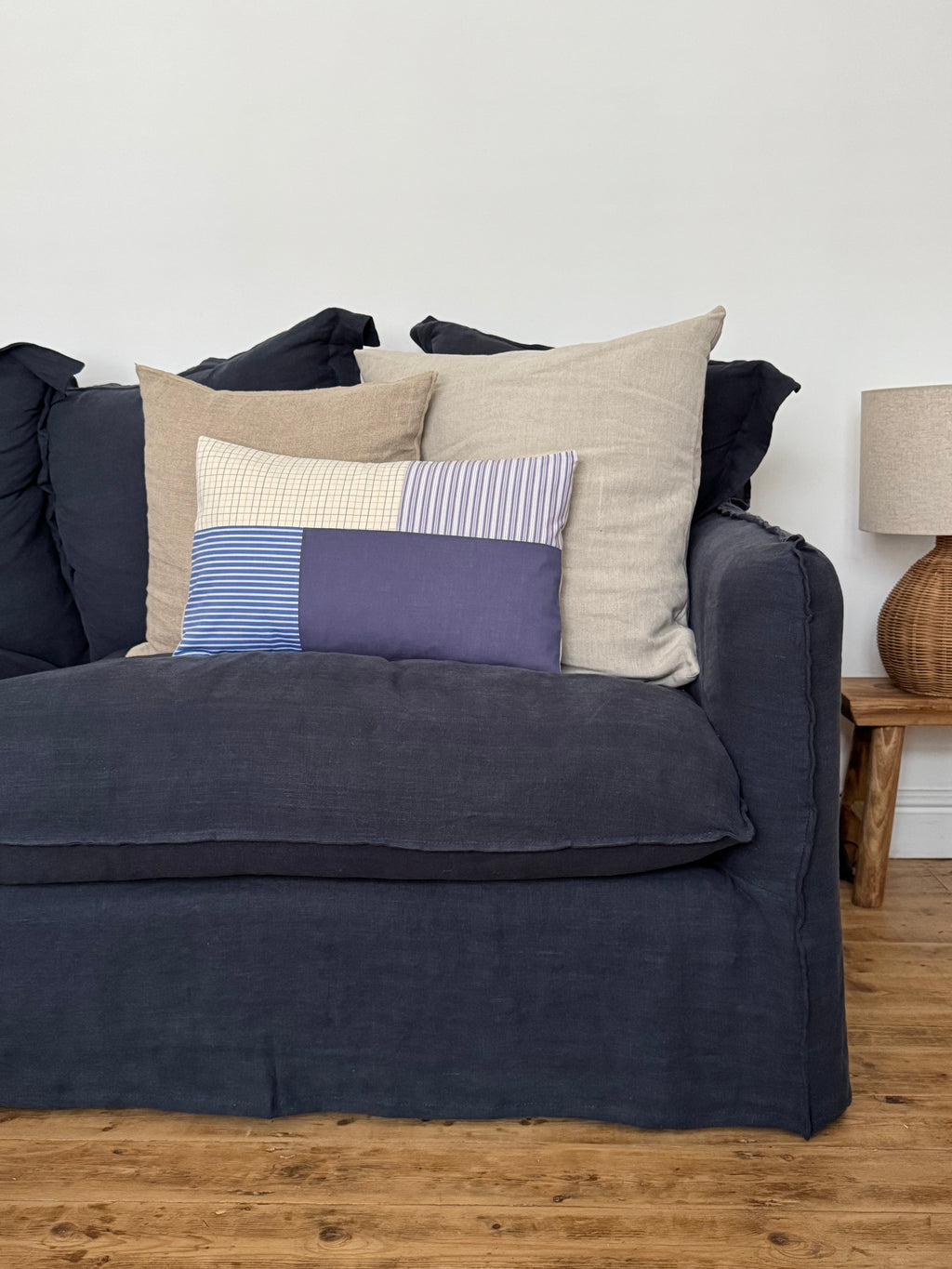 Blue Patchwork Cushion