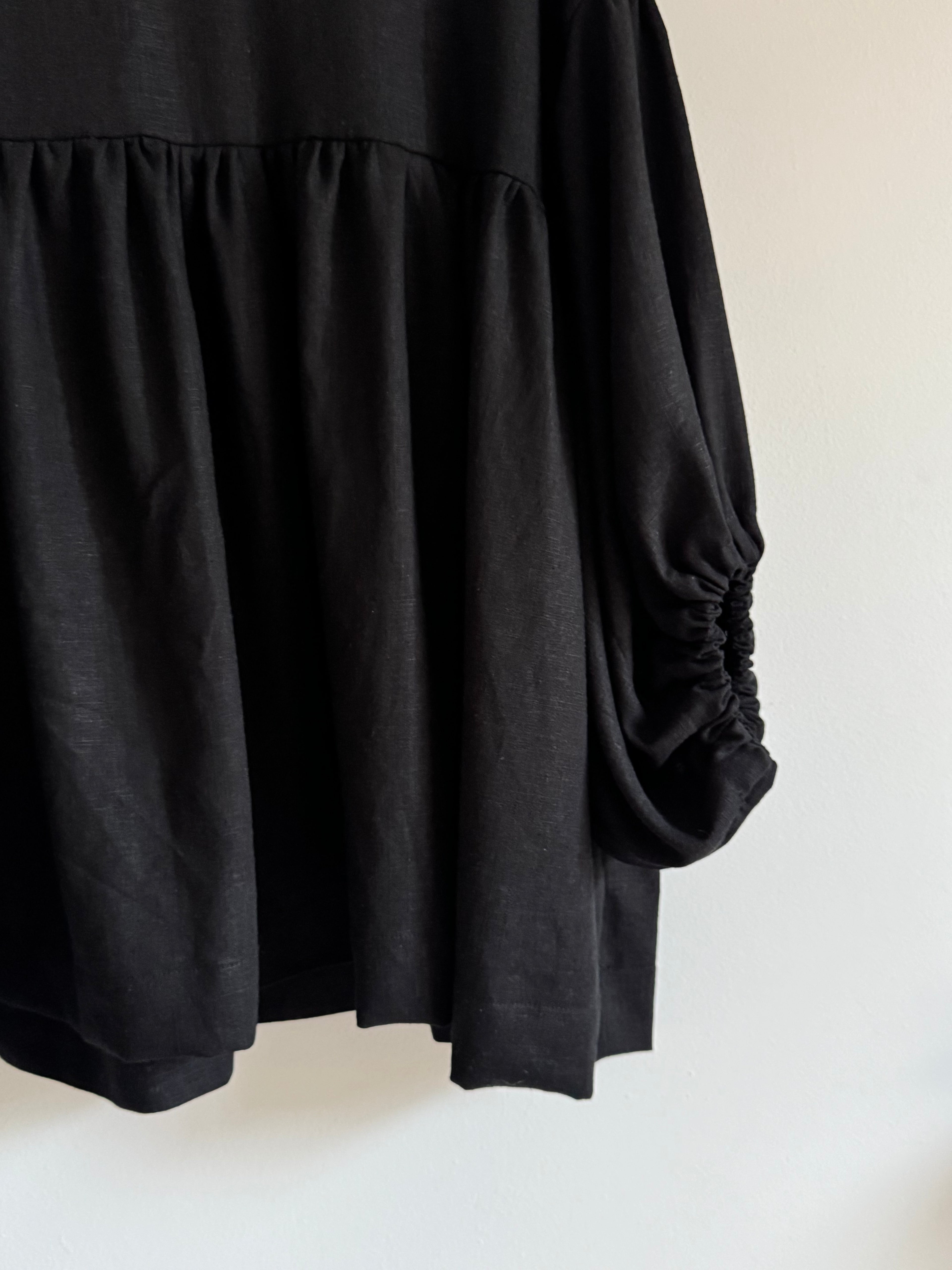 Freida black linen top
