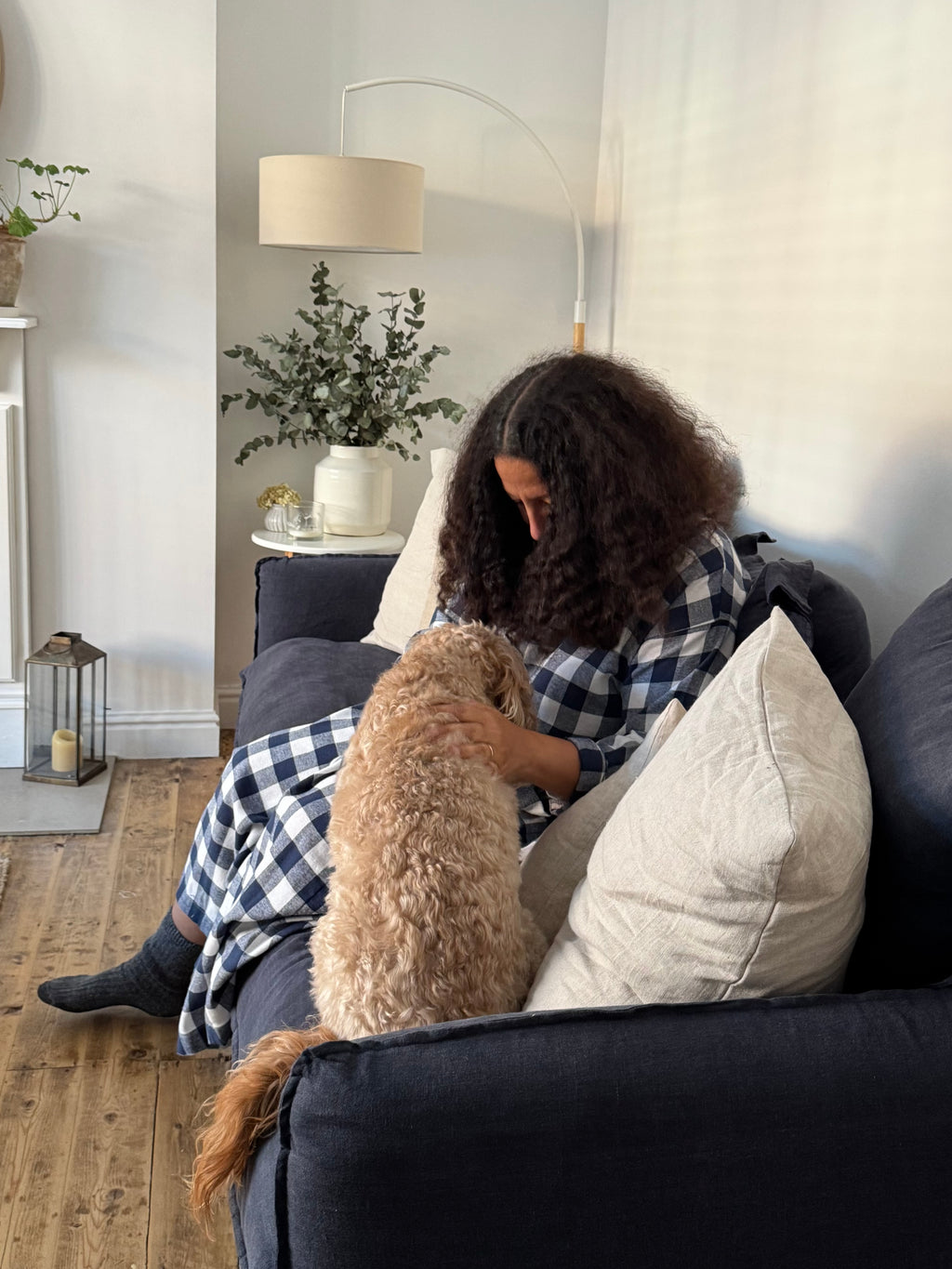 Blue & White Checked Portland Dress