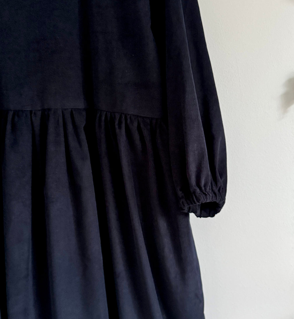 Ava ~ Midnight Blue Tiered Cord Dress