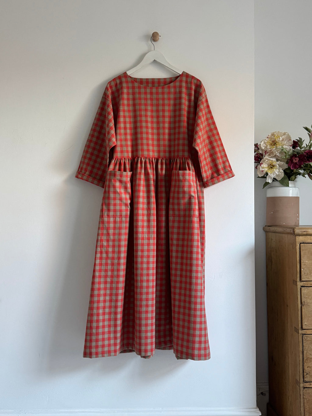 Portland dress in clementine check