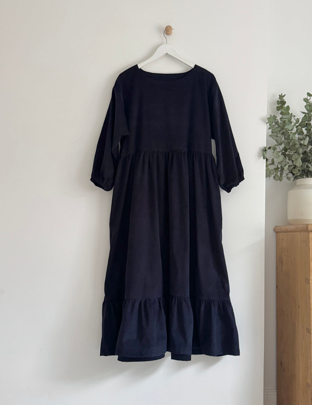 Ava ~ Midnight Blue Tiered Cord Dress