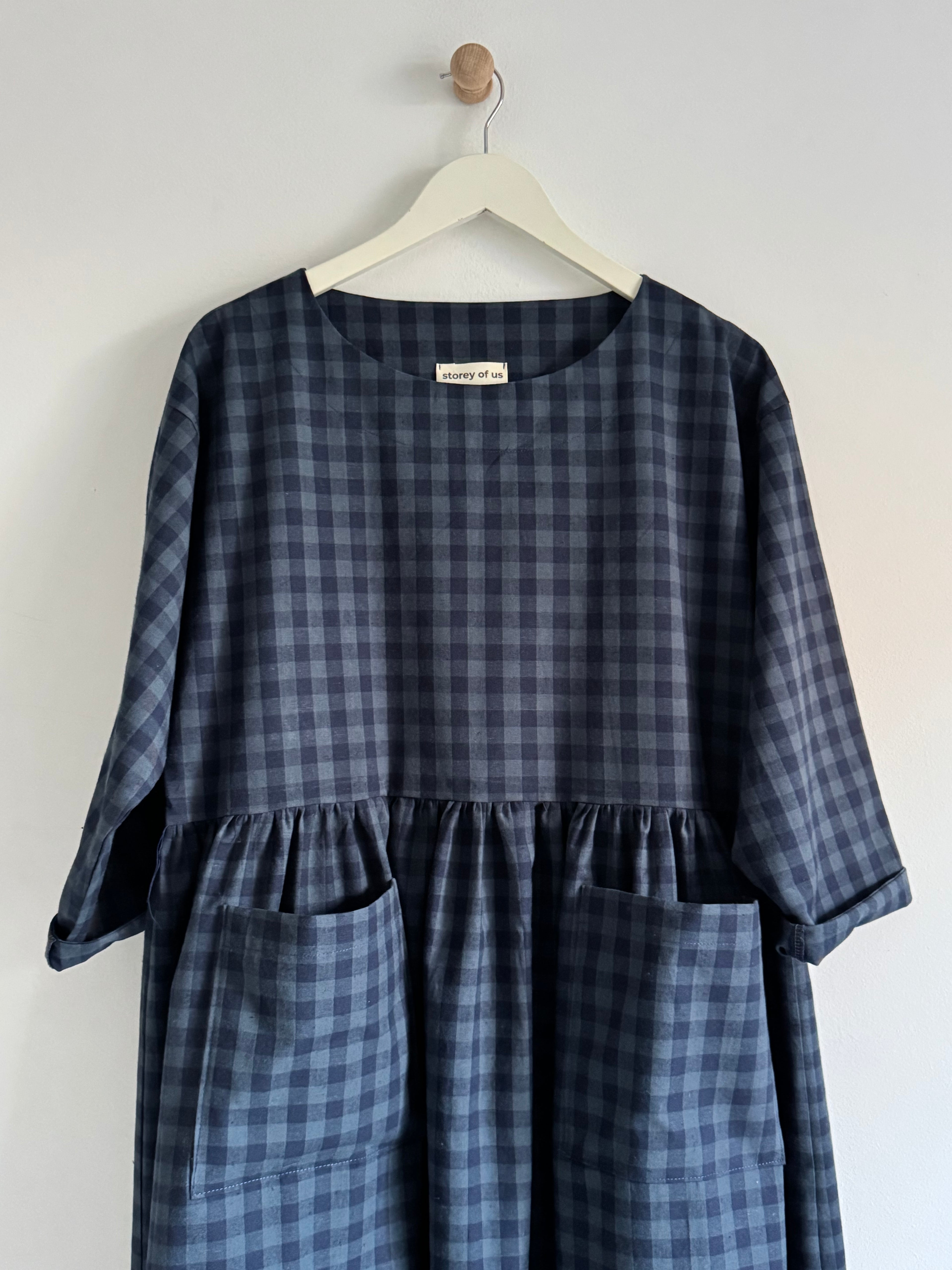 Portland dress in French navy check