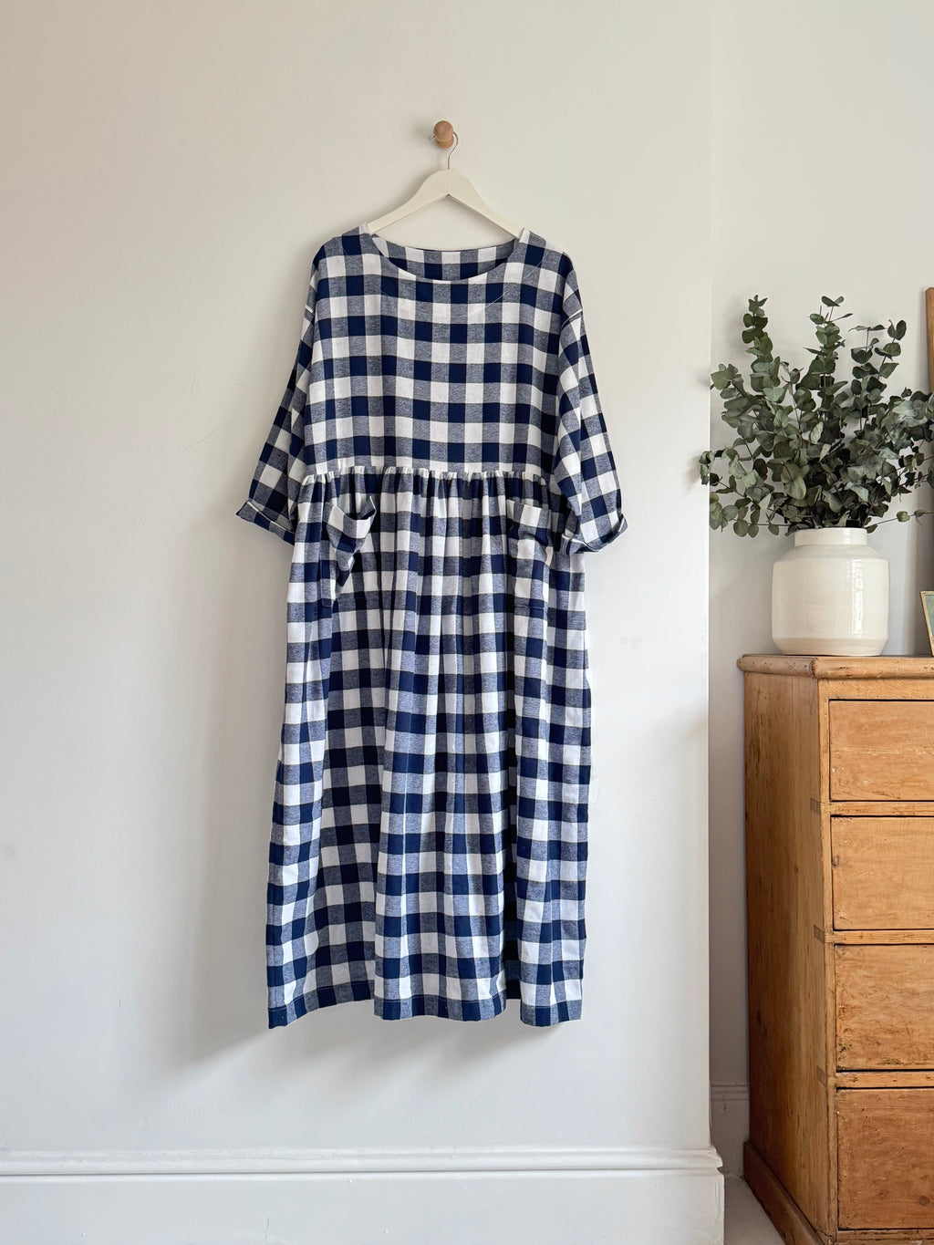 Blue & White Checked Portland Dress