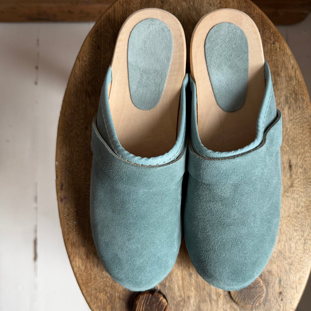 Blue Suede Clogs