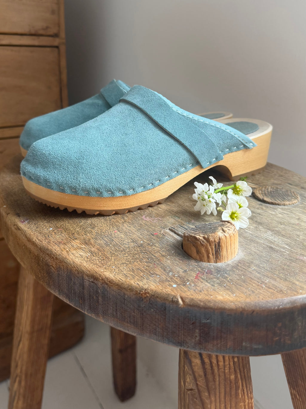 Blue Suede Clogs