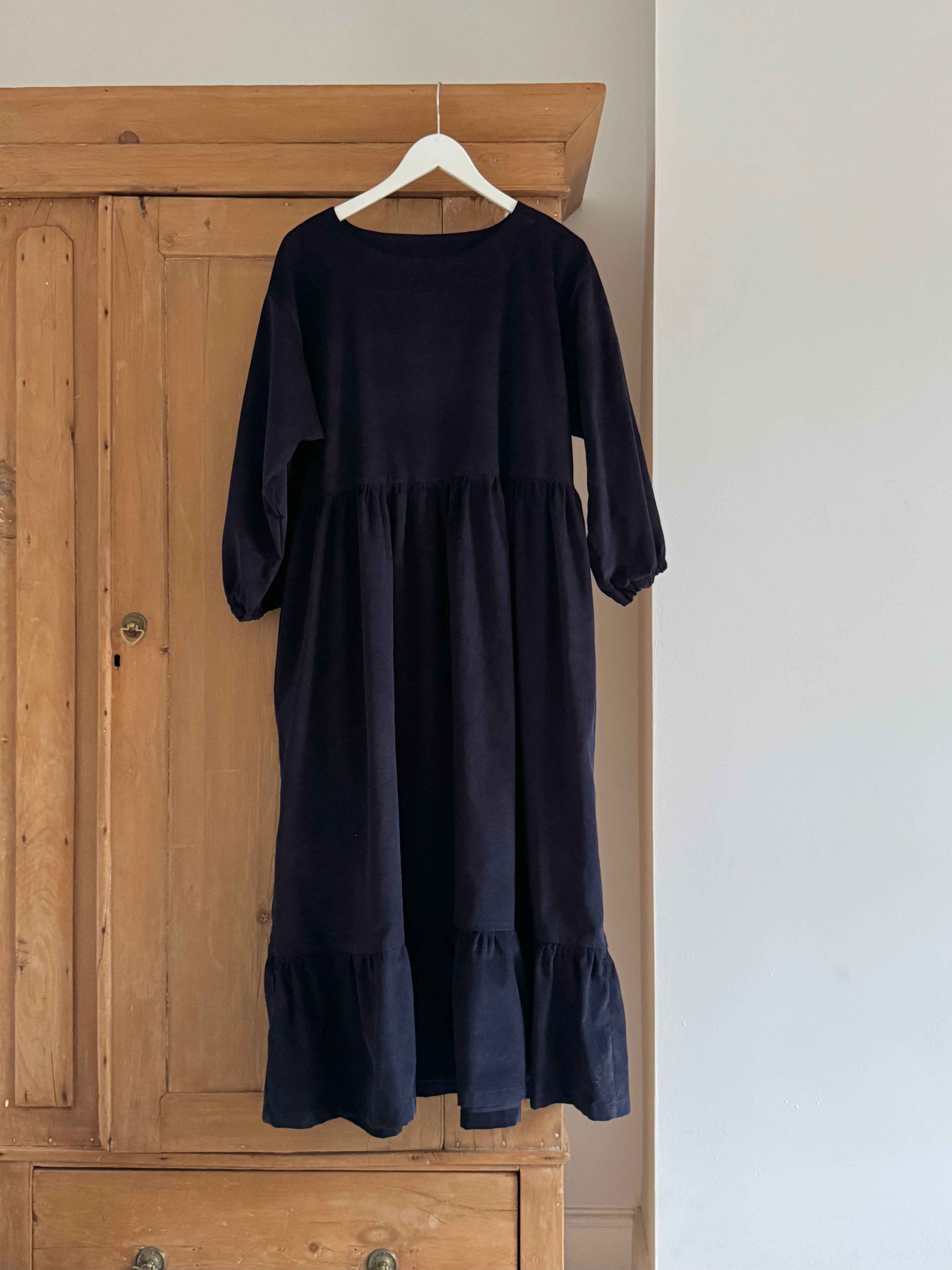 Ava ~ Midnight Blue Tiered Cord Dress