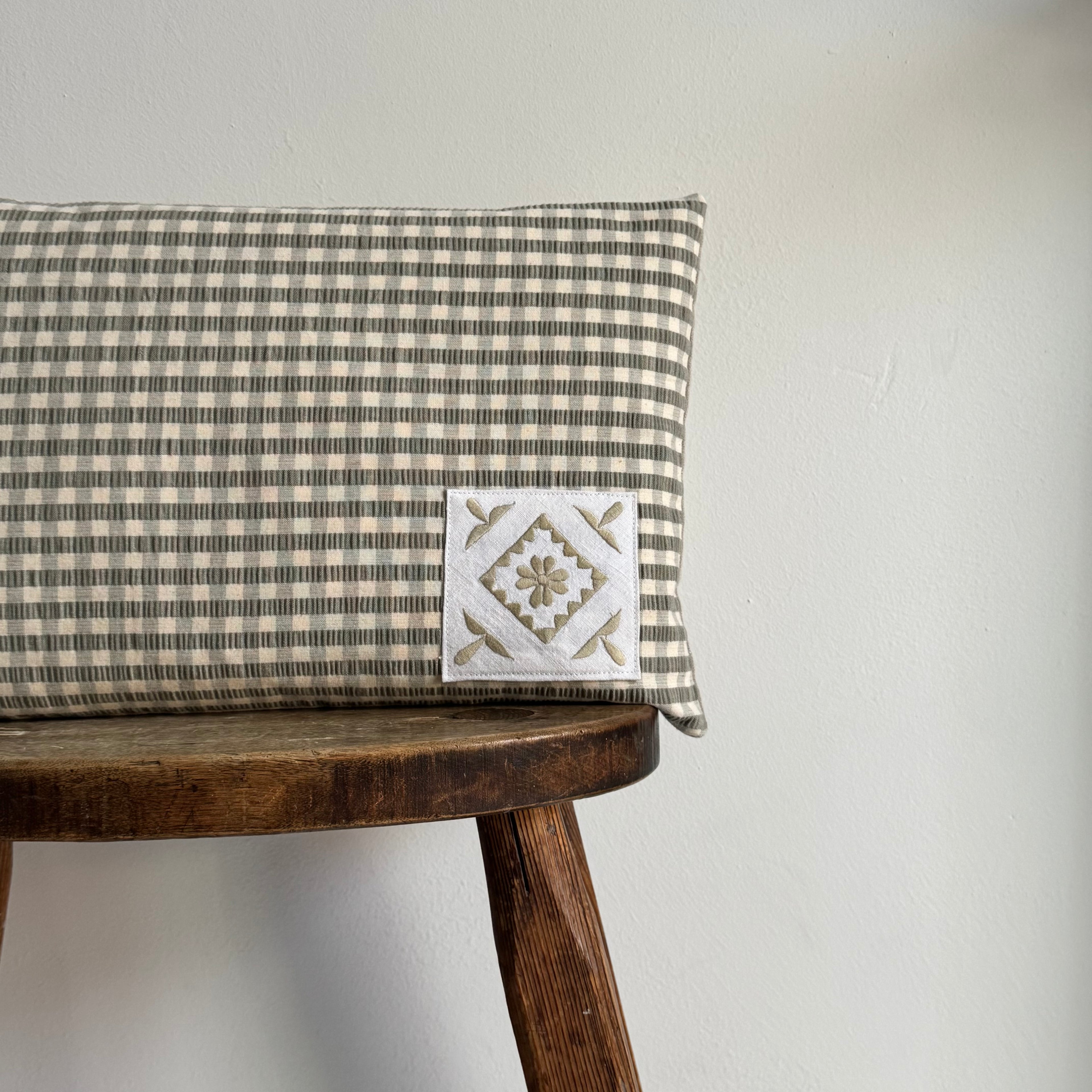 Sage Seersucker Cushion ~ rectangle