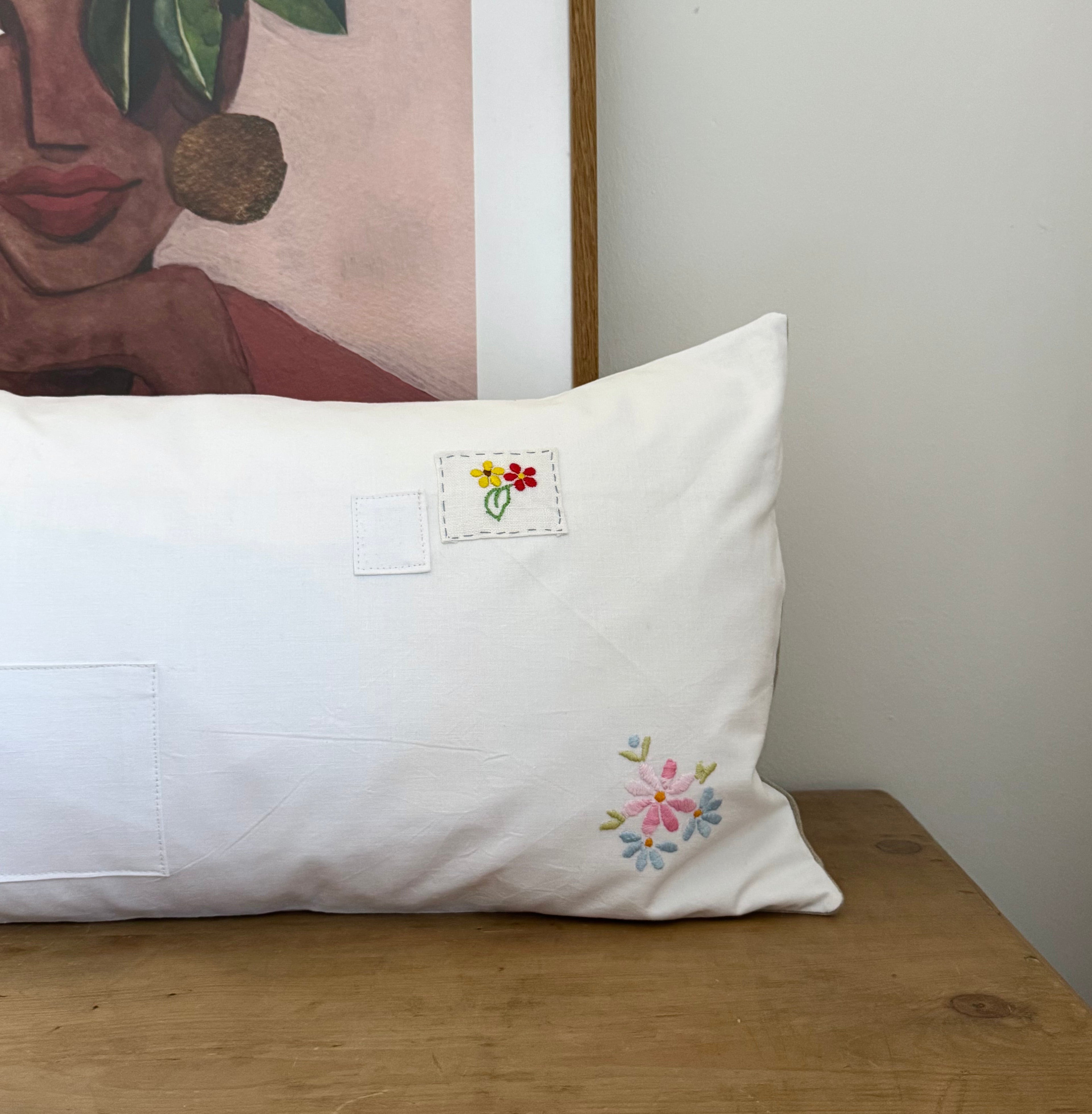 White up-cycled cushion