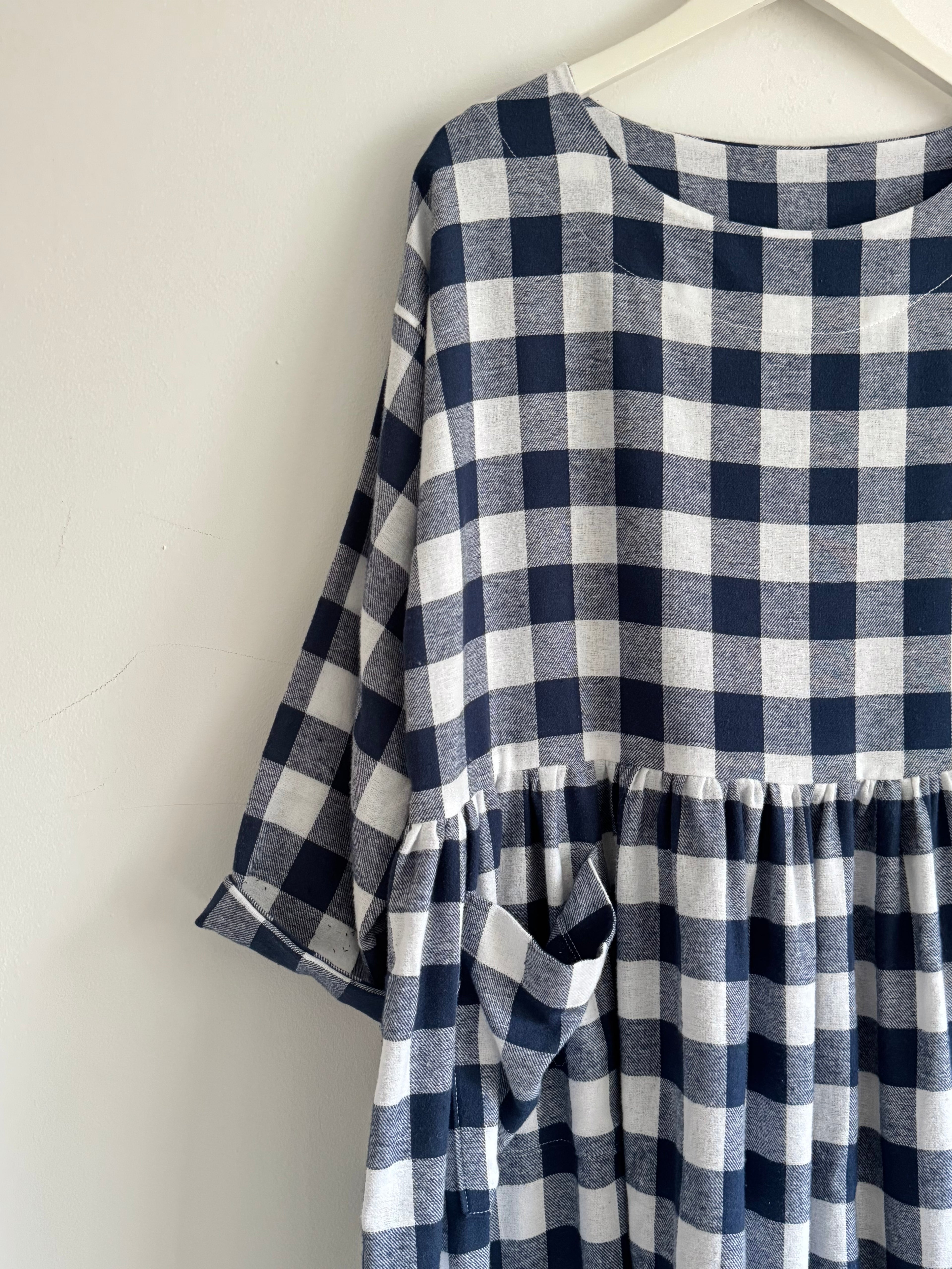 Blue & White Checked Portland Dress