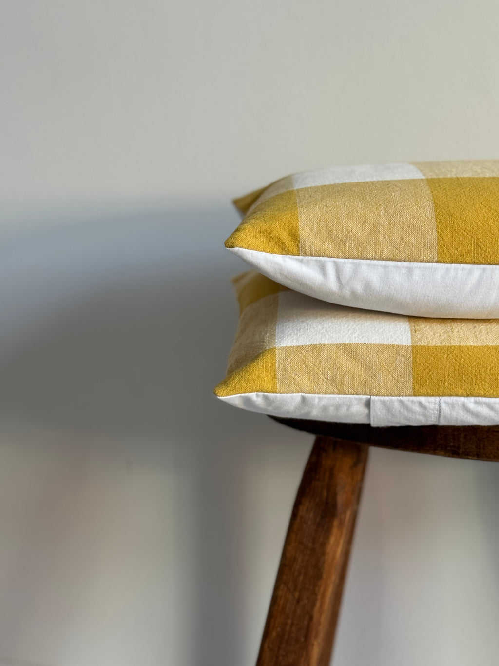 Marigold yellow checked cushion