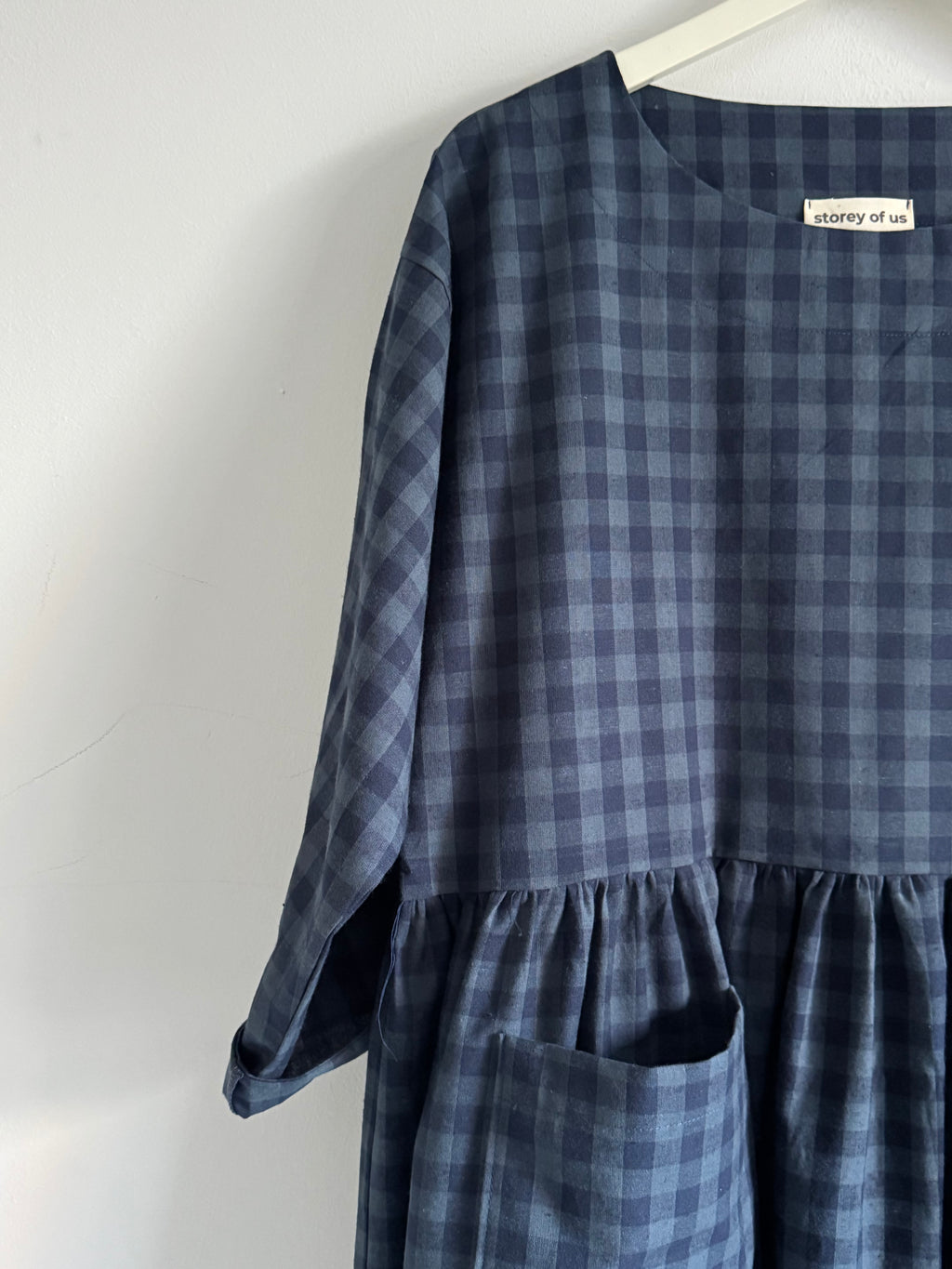 Portland dress in French navy check