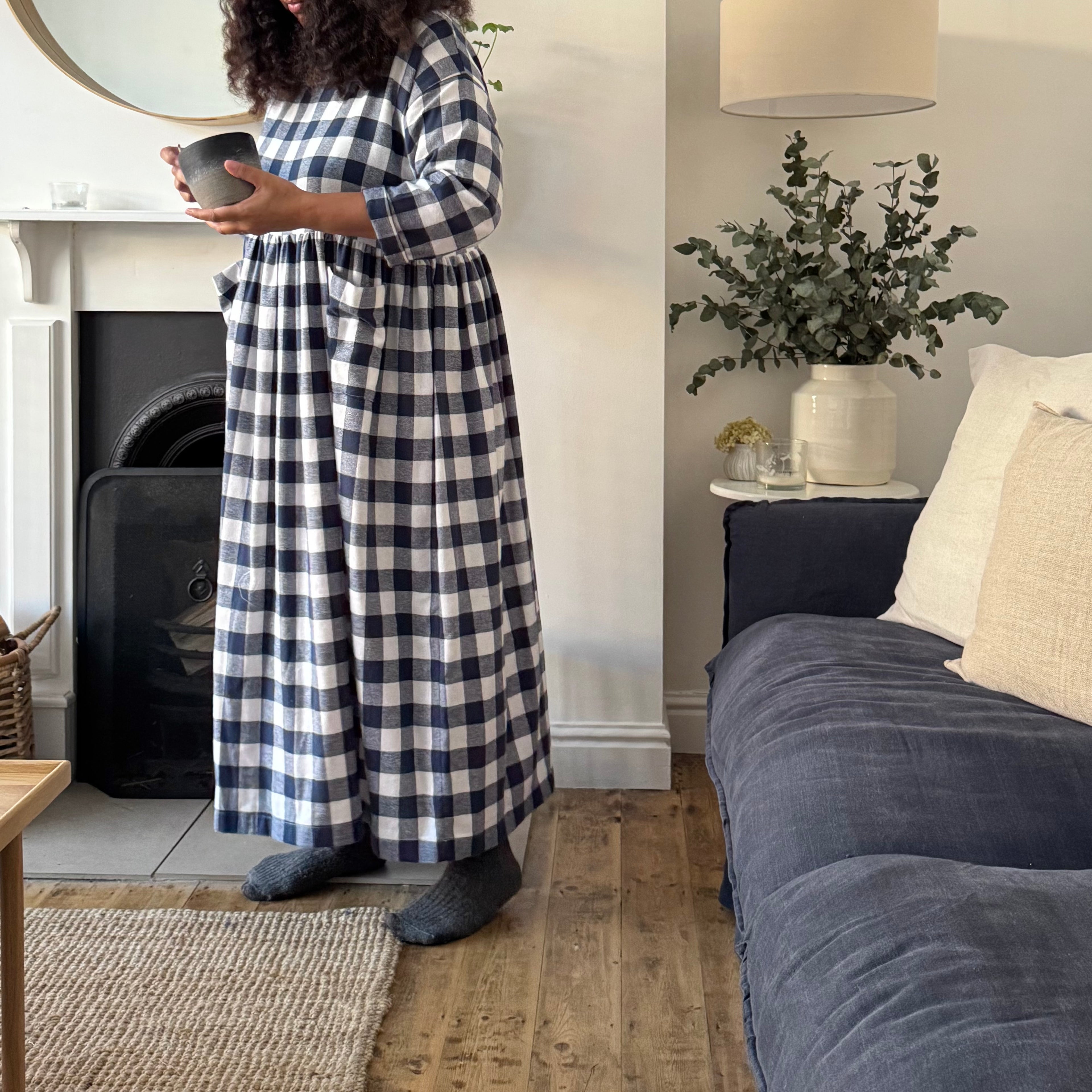 Blue & White Checked Portland Dress
