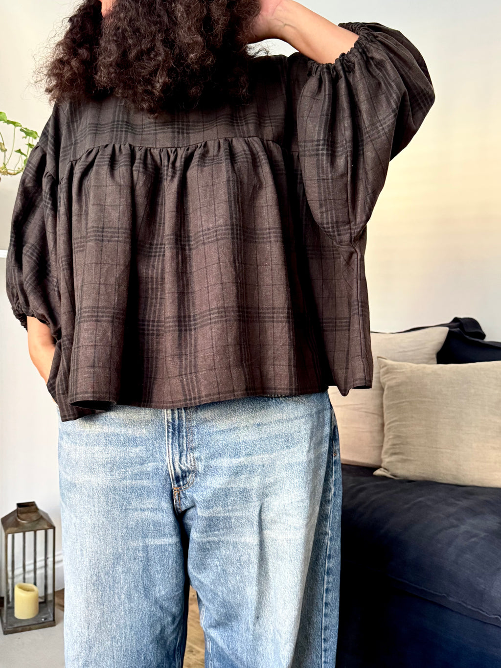 Frieda brown checked top