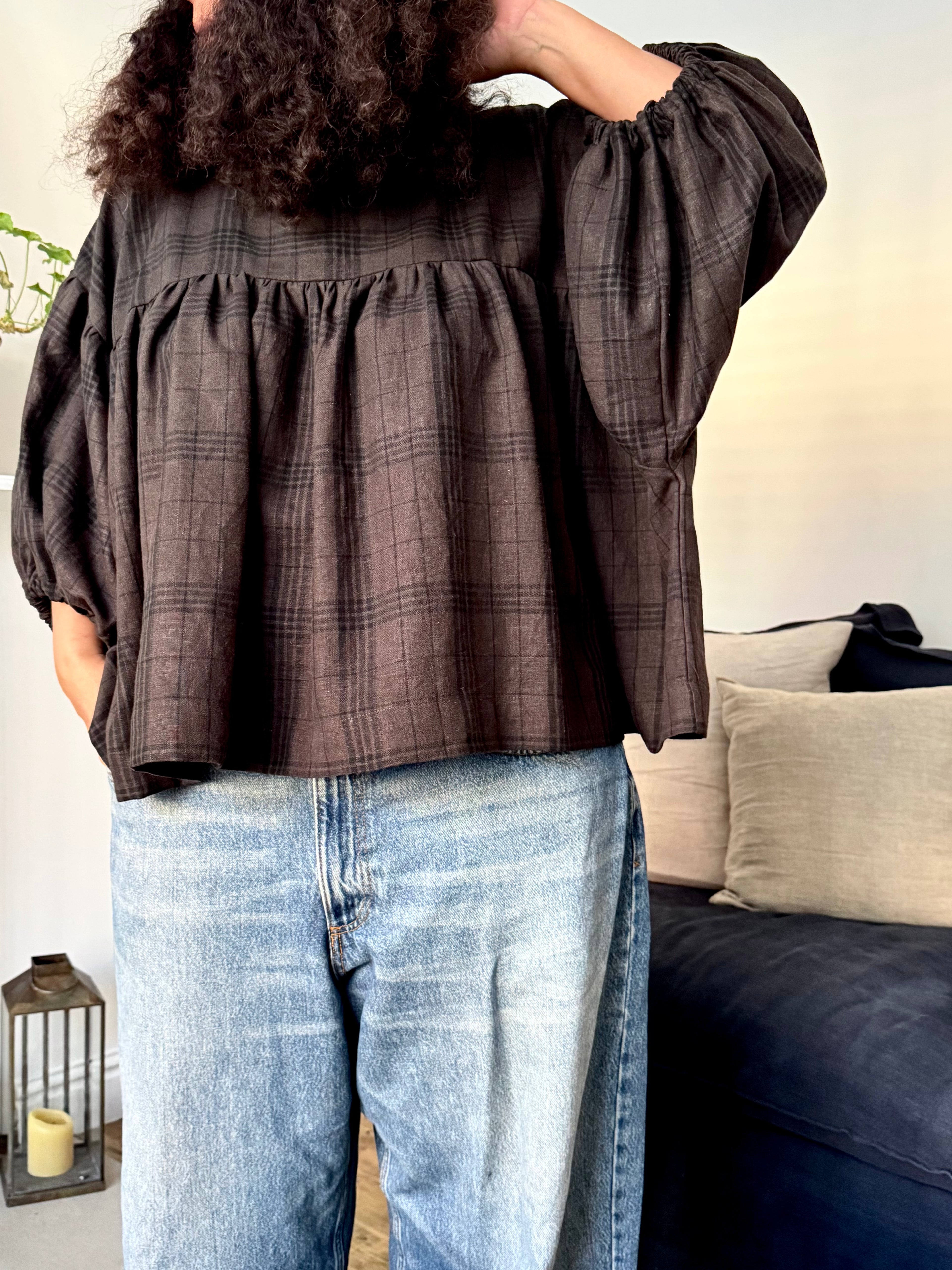 Frieda brown checked top