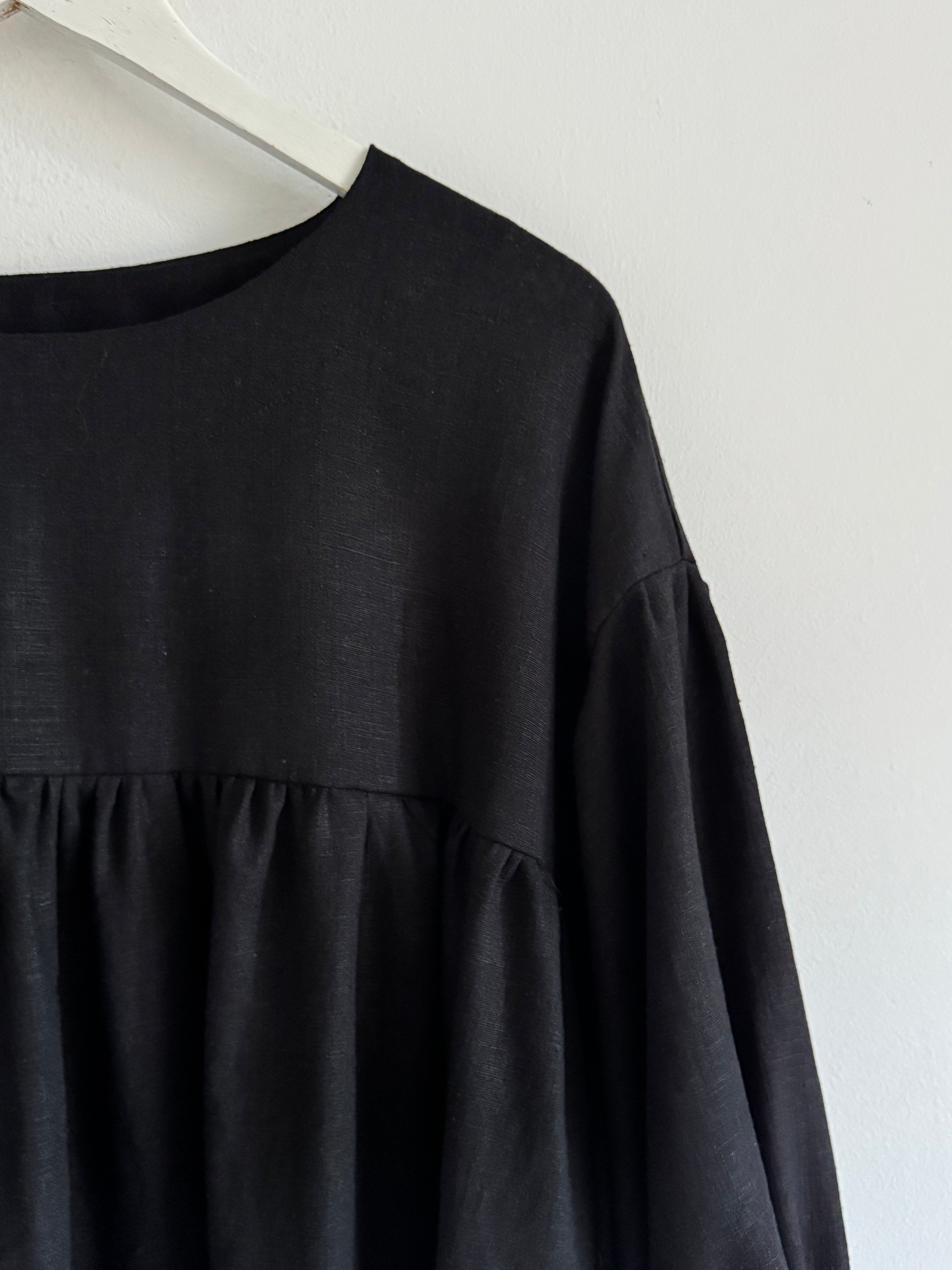 Freida black linen top