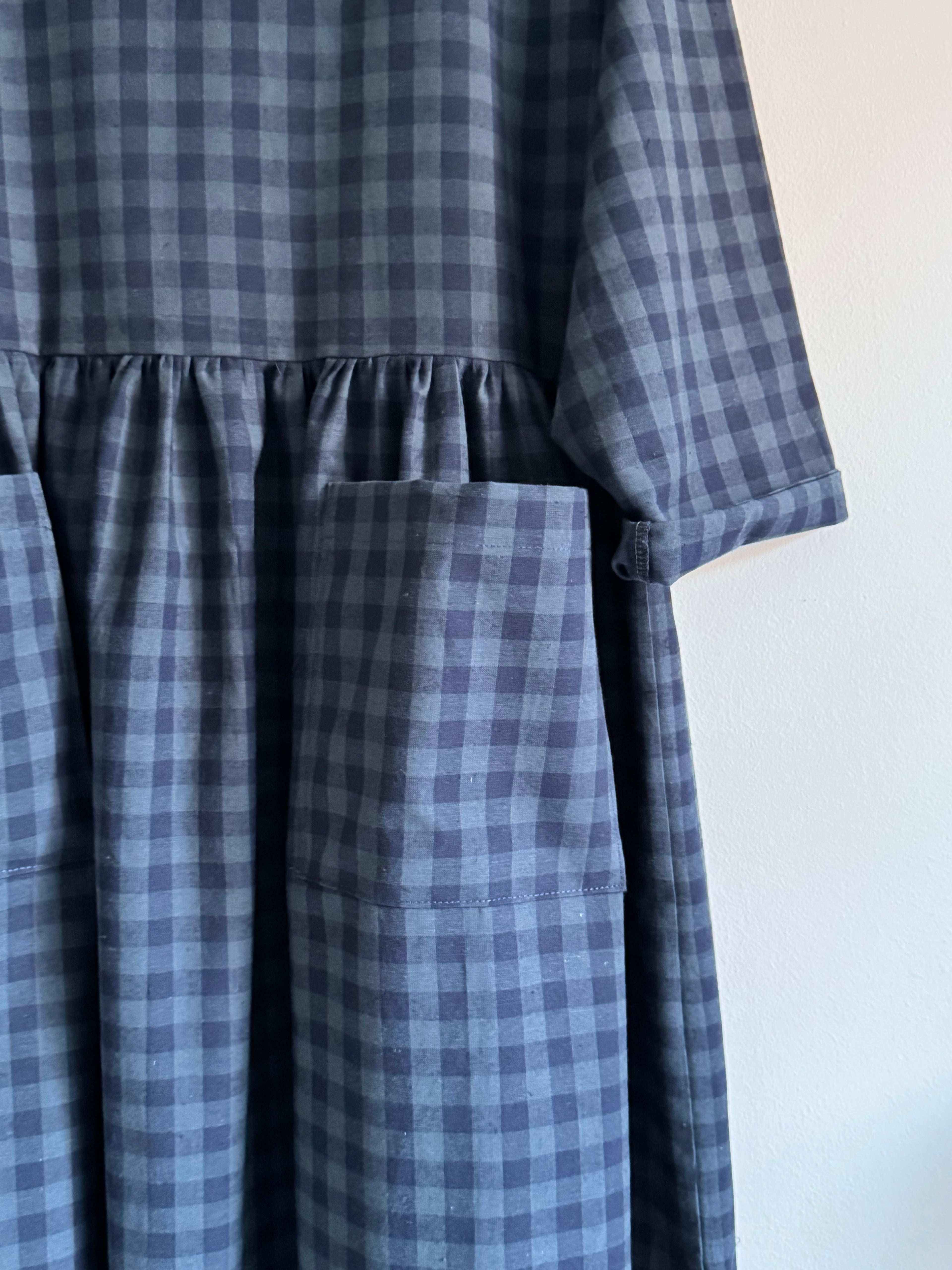 Portland dress in French navy check